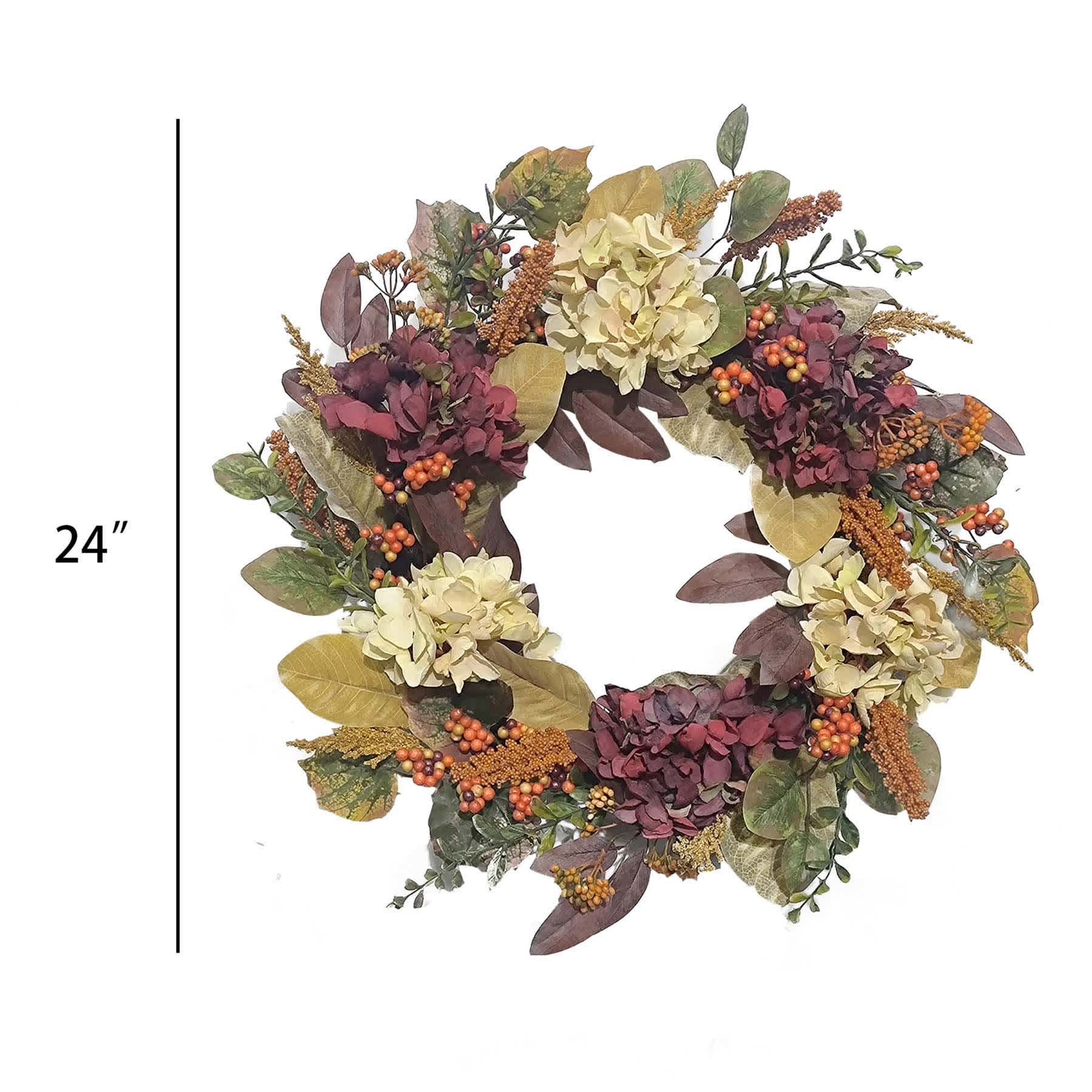 Red Hydrangea Wreath, 24"