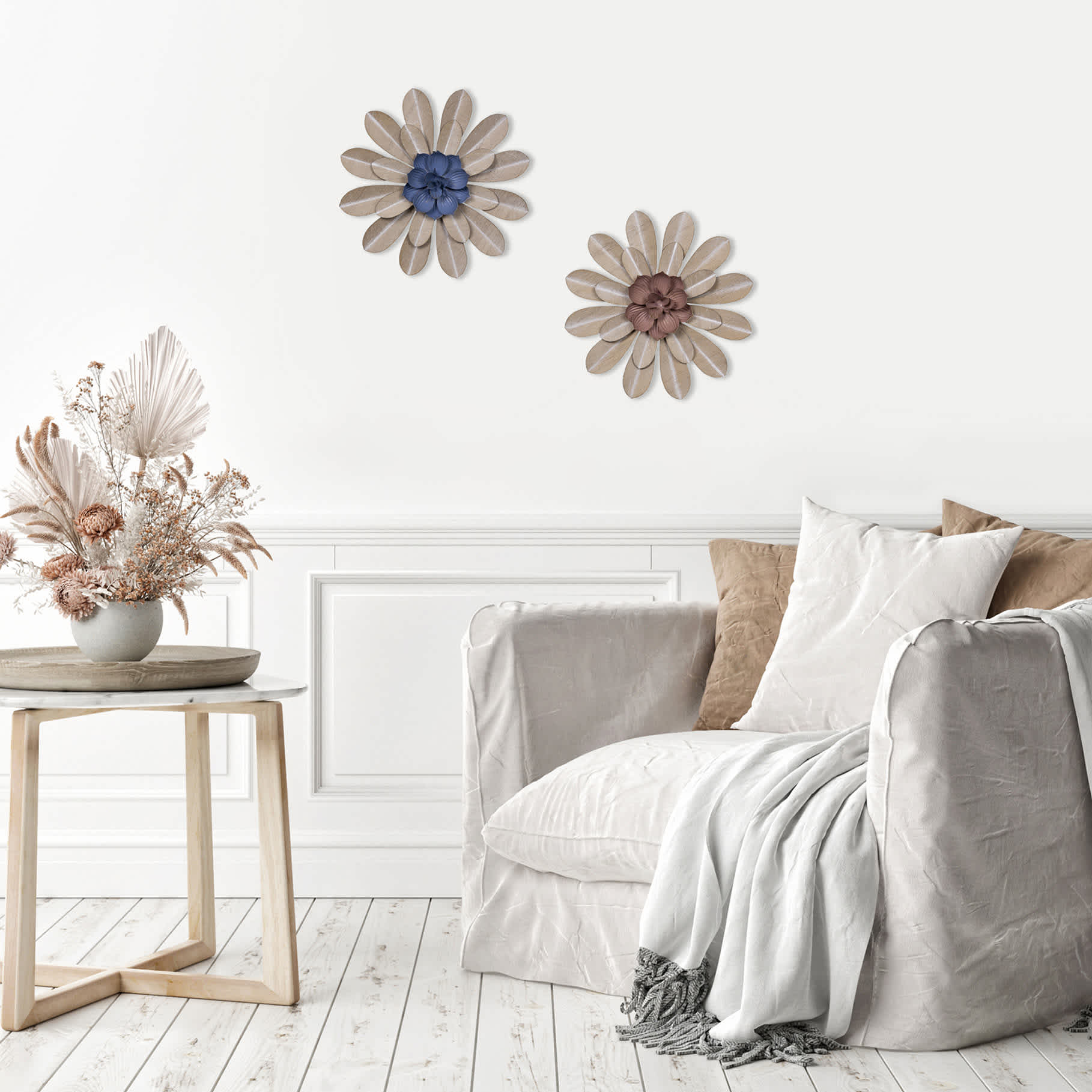 Pink Metal Flower Wall Art, 8"