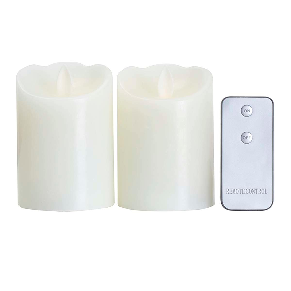2-Pack White LED Realistic Pillar Candles, 3x4