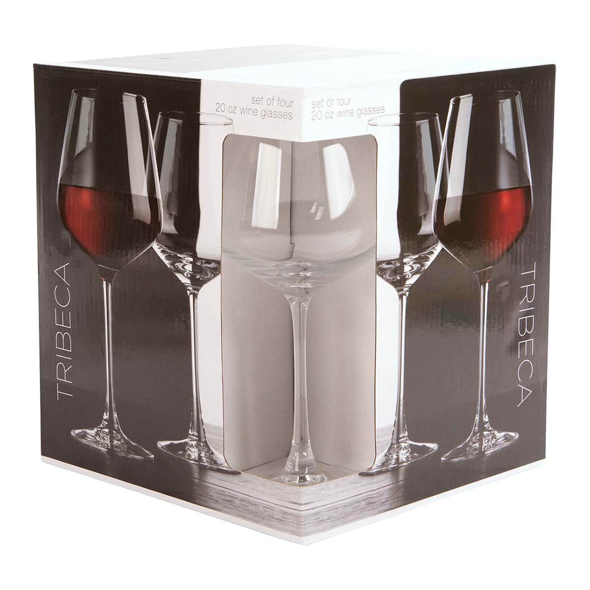 Set of 4 Tribeca Stemmed Wine Glasses, 20oz
