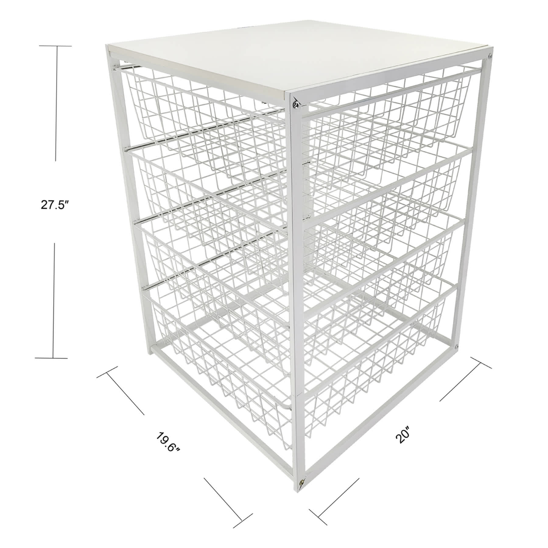 4-Drawer Metal Organizer, White