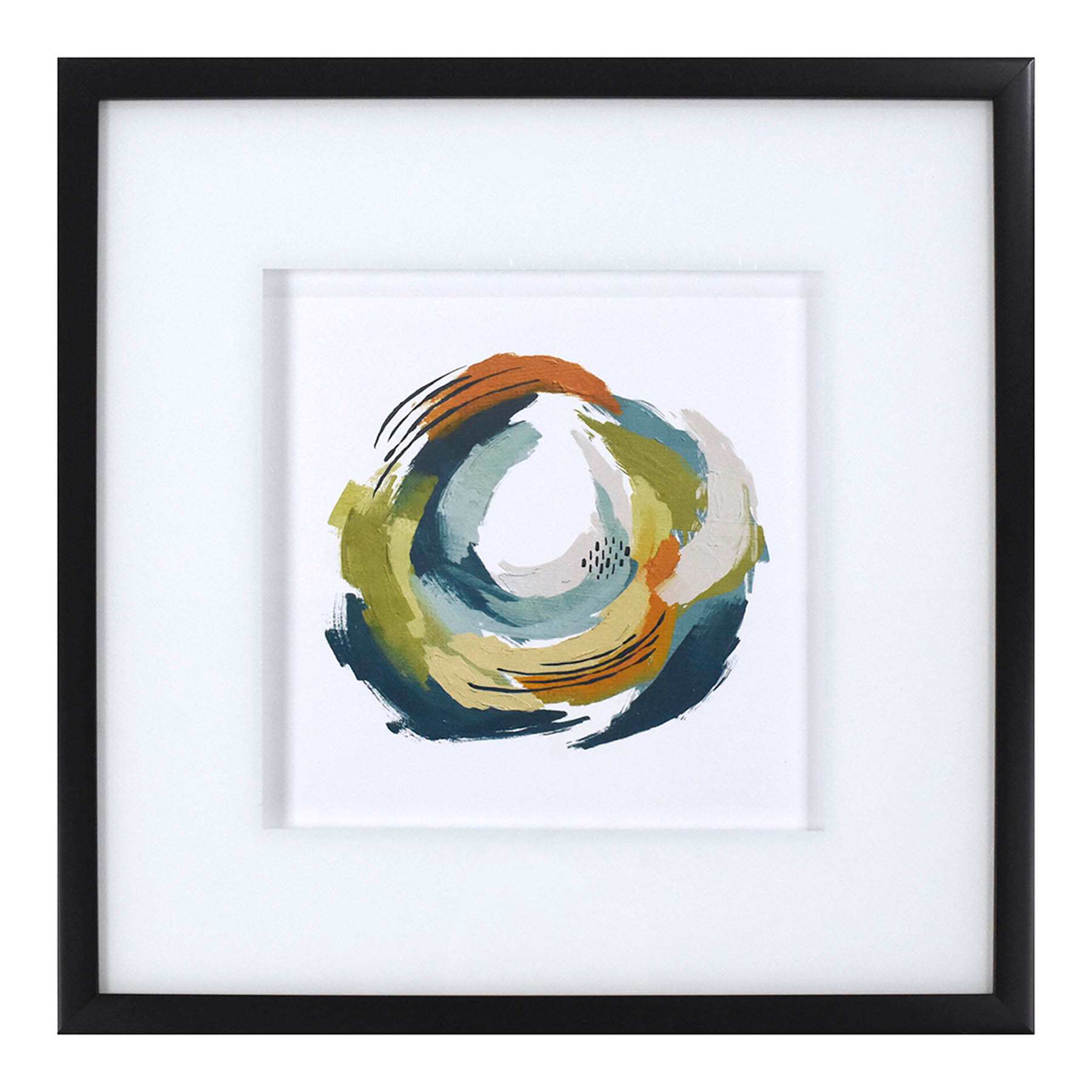 Glass Framed Colorful Abstract Print Wall Art, 17"
