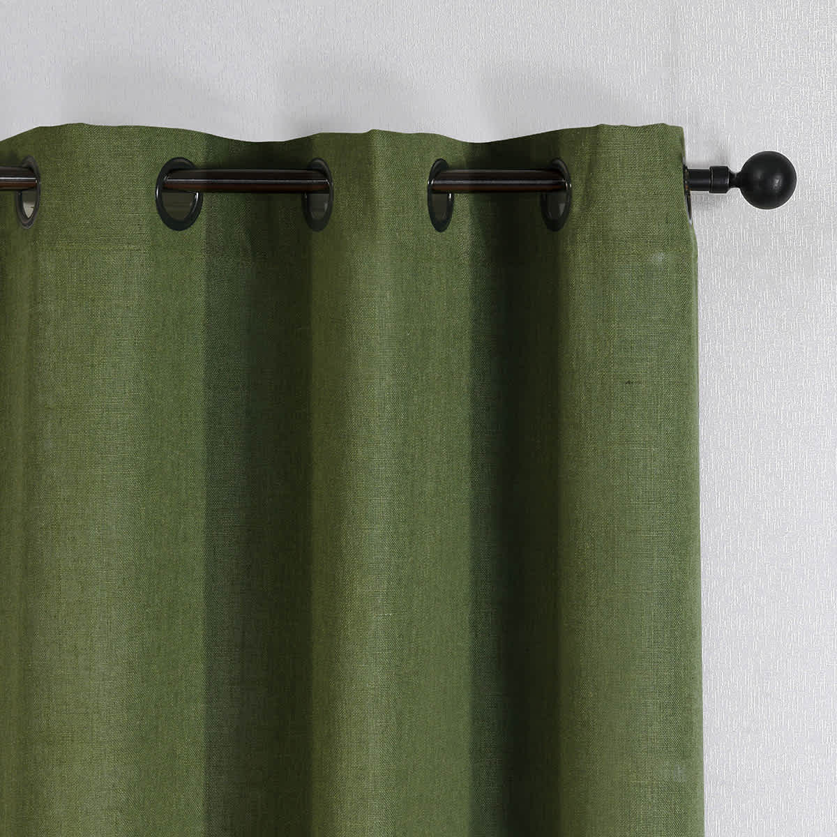 Green Linen Blend Blackout Grommet Single Curtain Panel, 84"