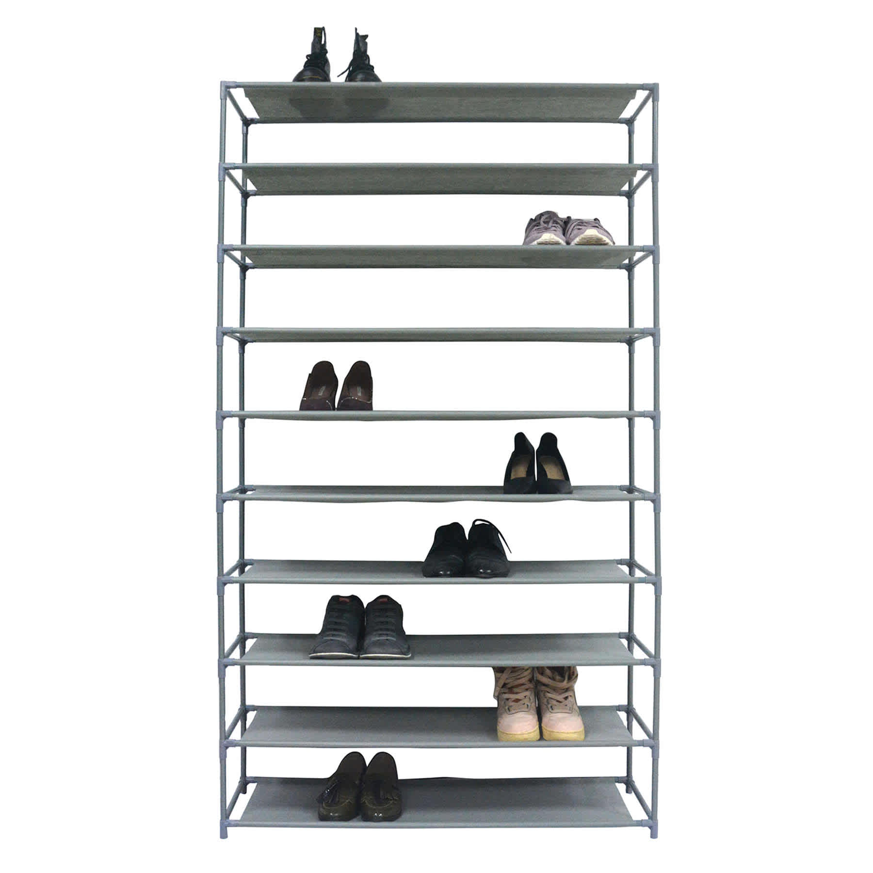 50-Pair Fabric Shelf Standing Shoe Rack, Light Grey