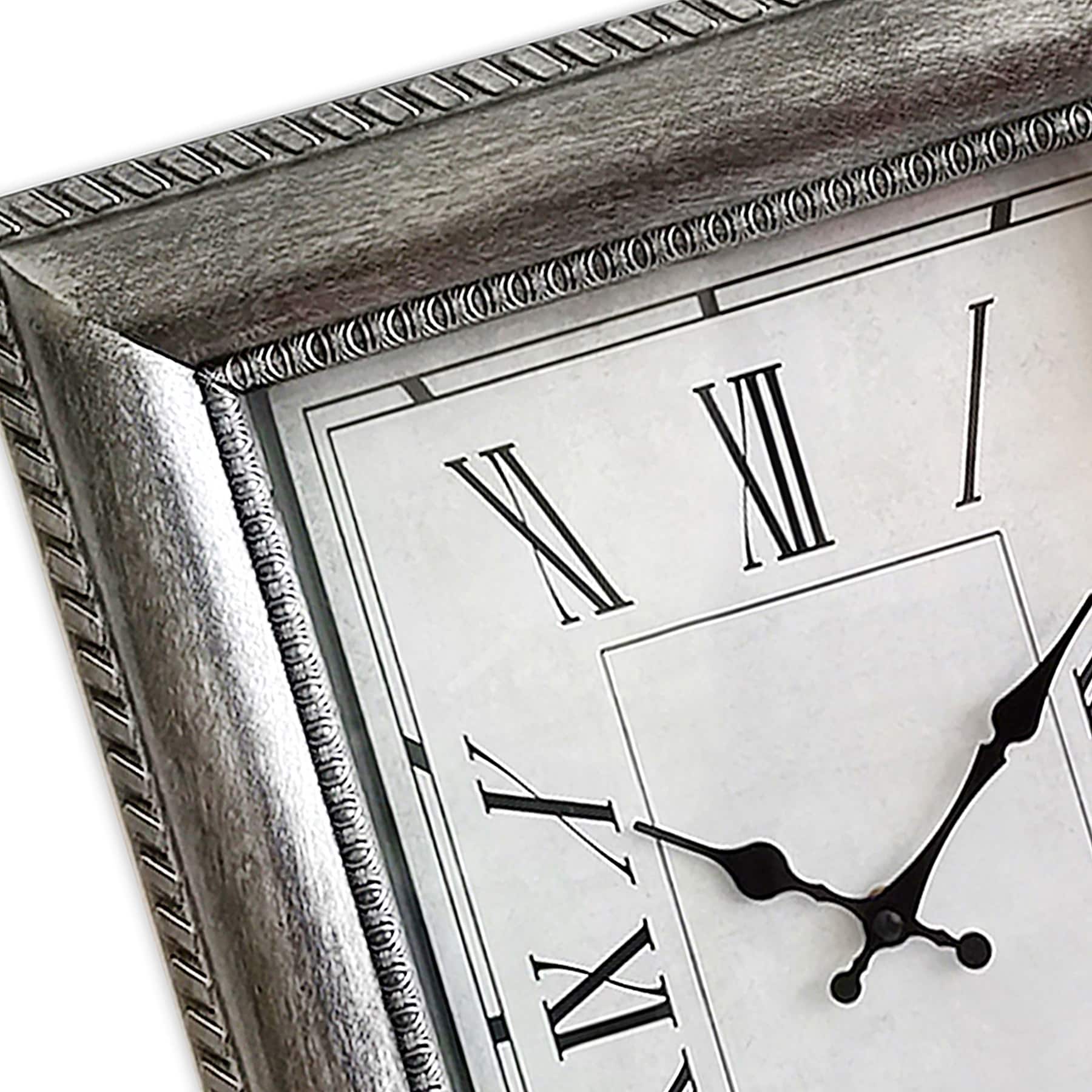 Pewter Rectangle Wall Clock, 16x20