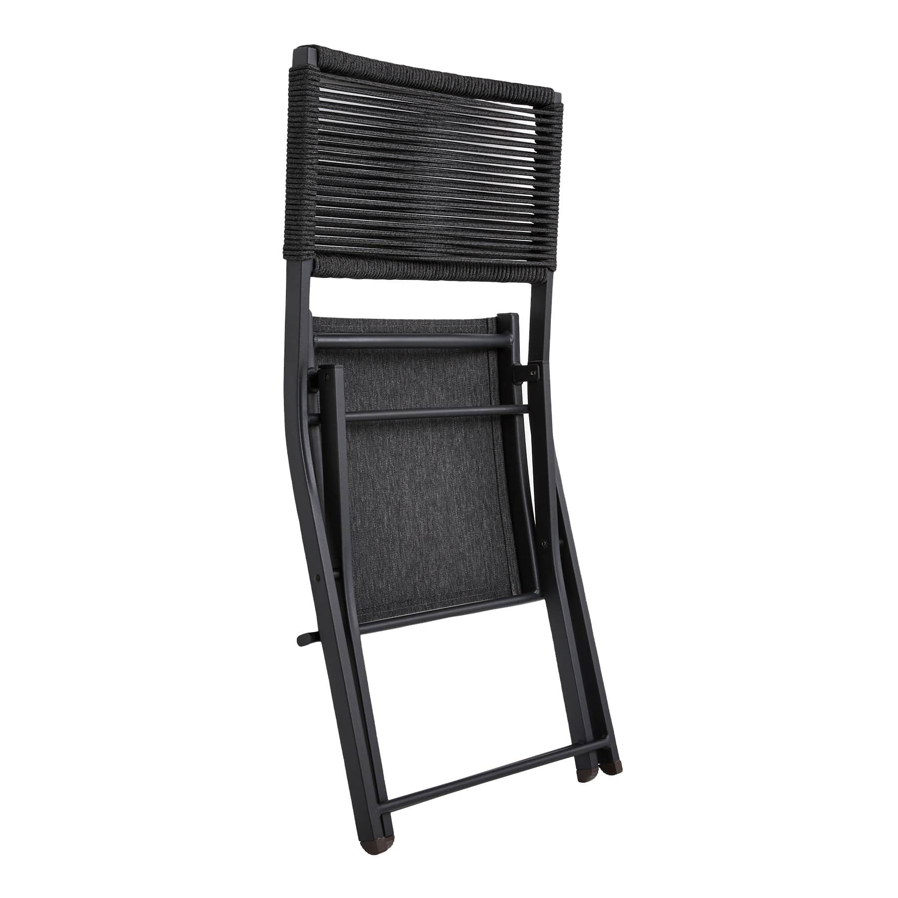 Crosby St. Rope Patio Folding Chair, Black