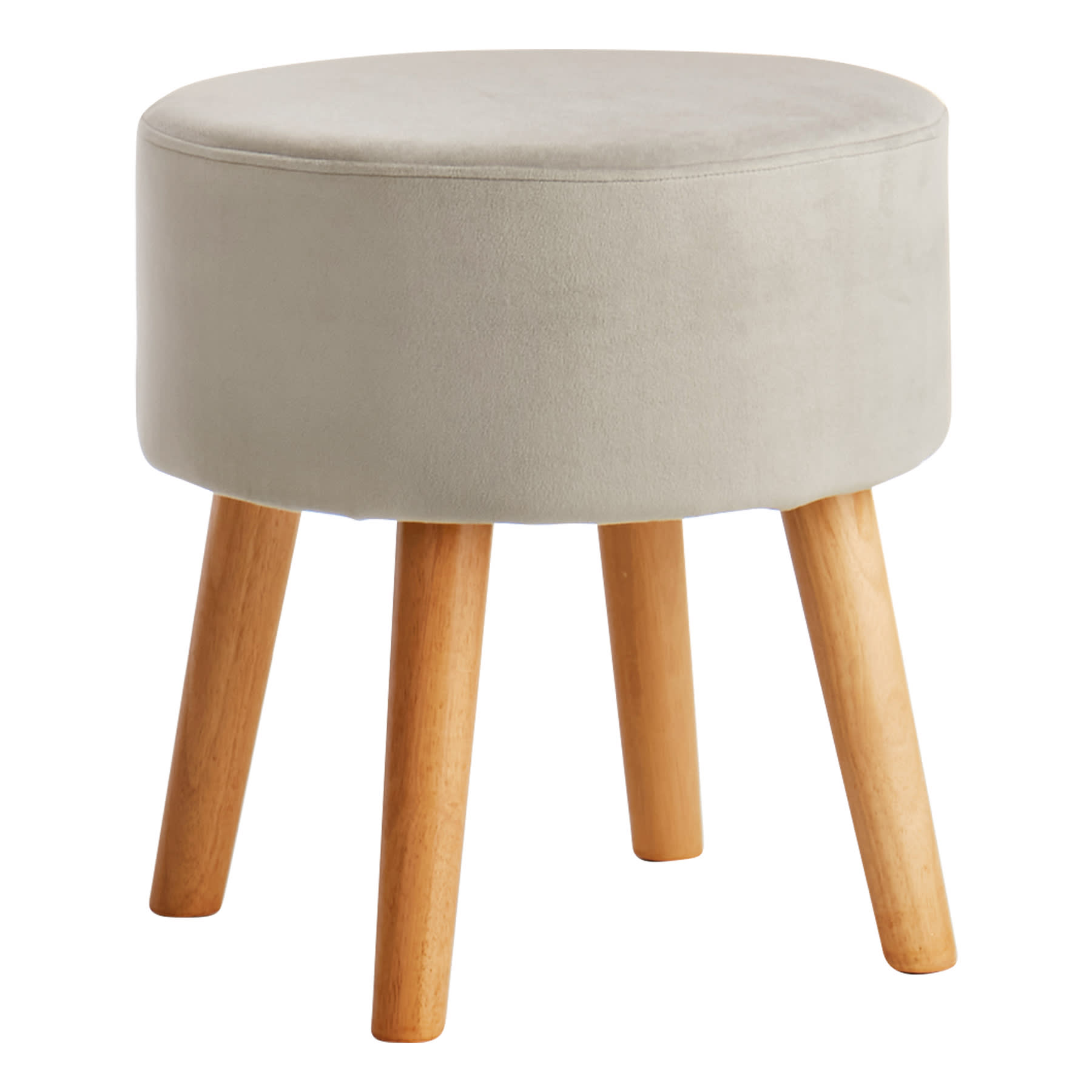 Emmy Stool with Wooden Legs, Grey Velvet