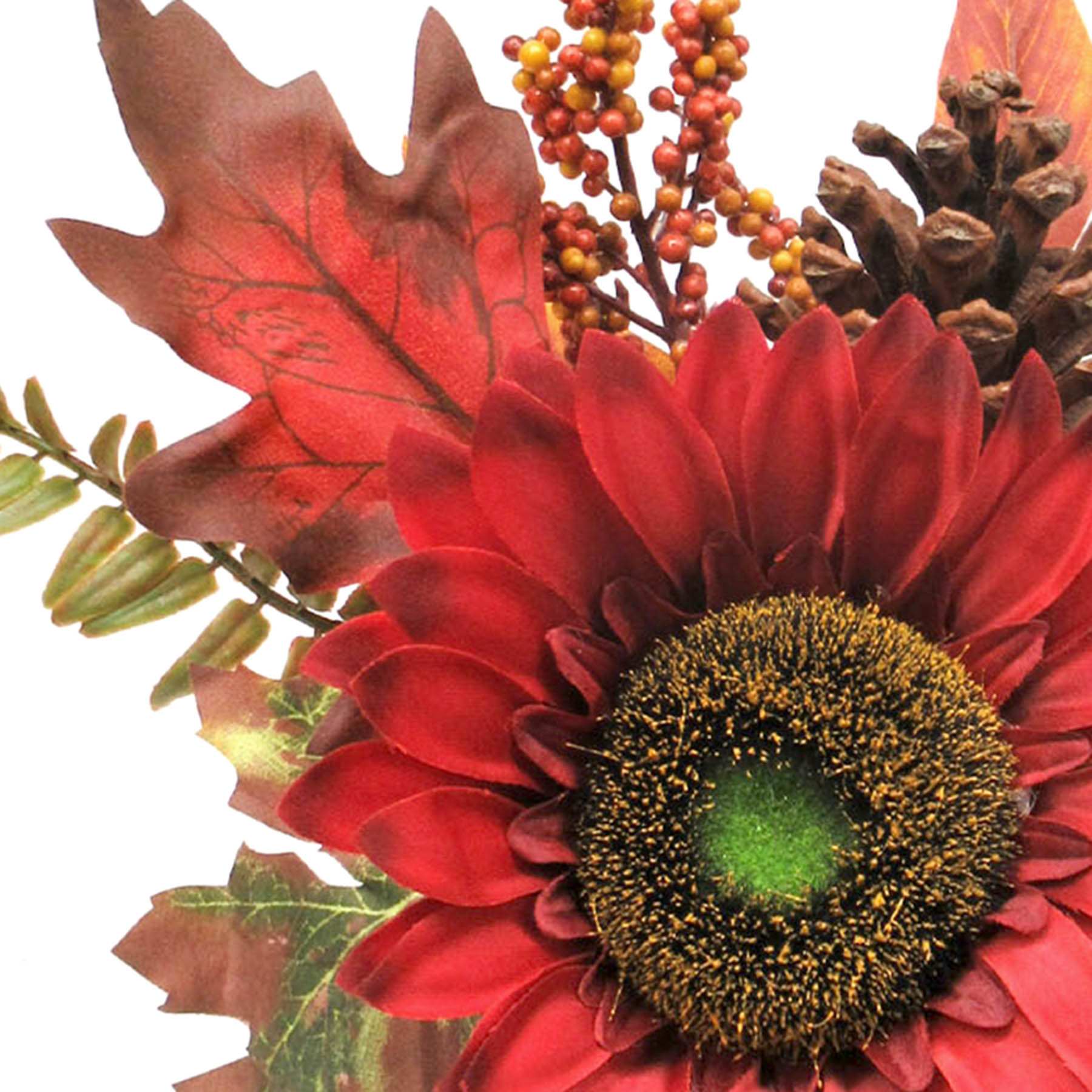 Red Sunflower, Berry & Cone in Pot, 9.5"
