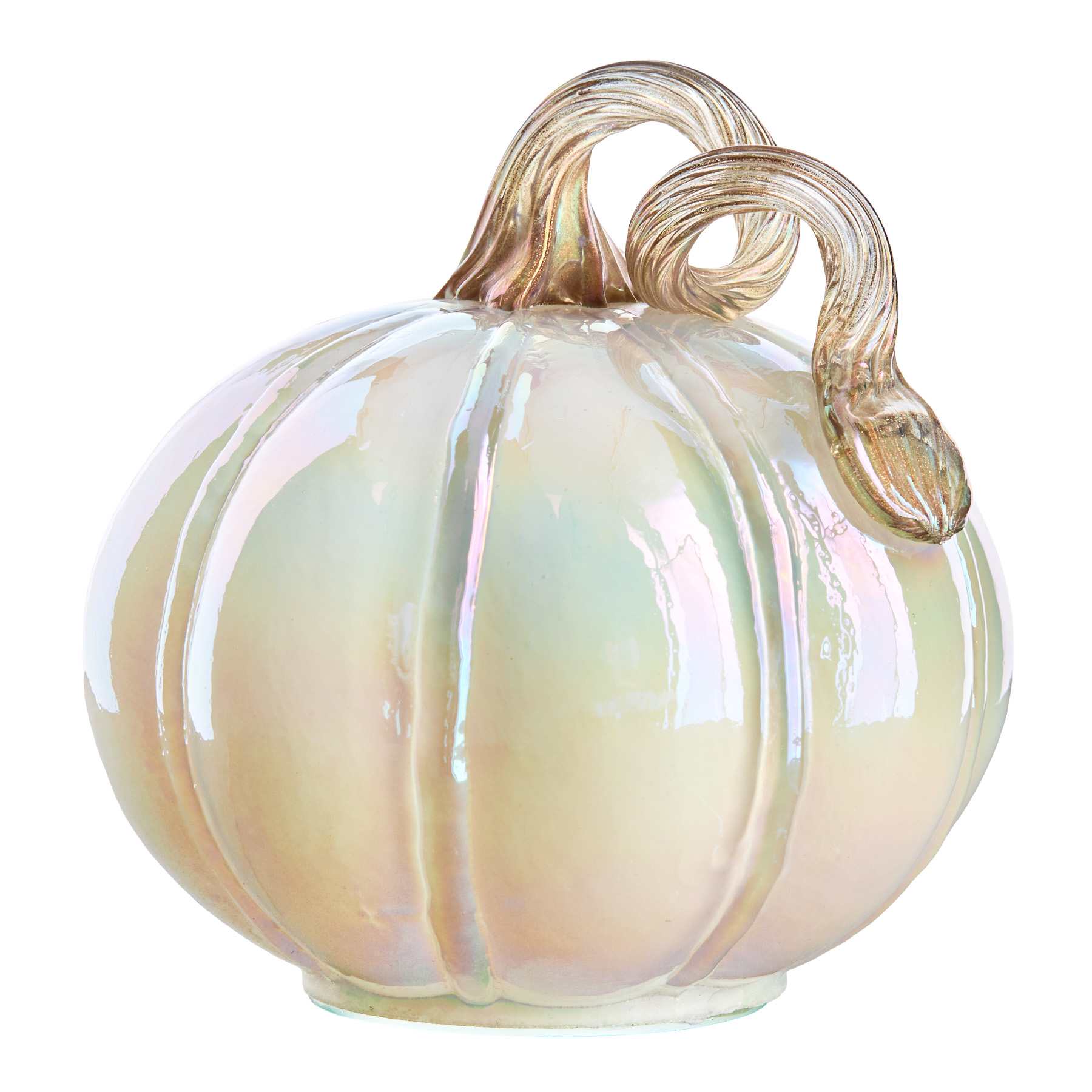 White Pearl Glass Pumpkin, 4"