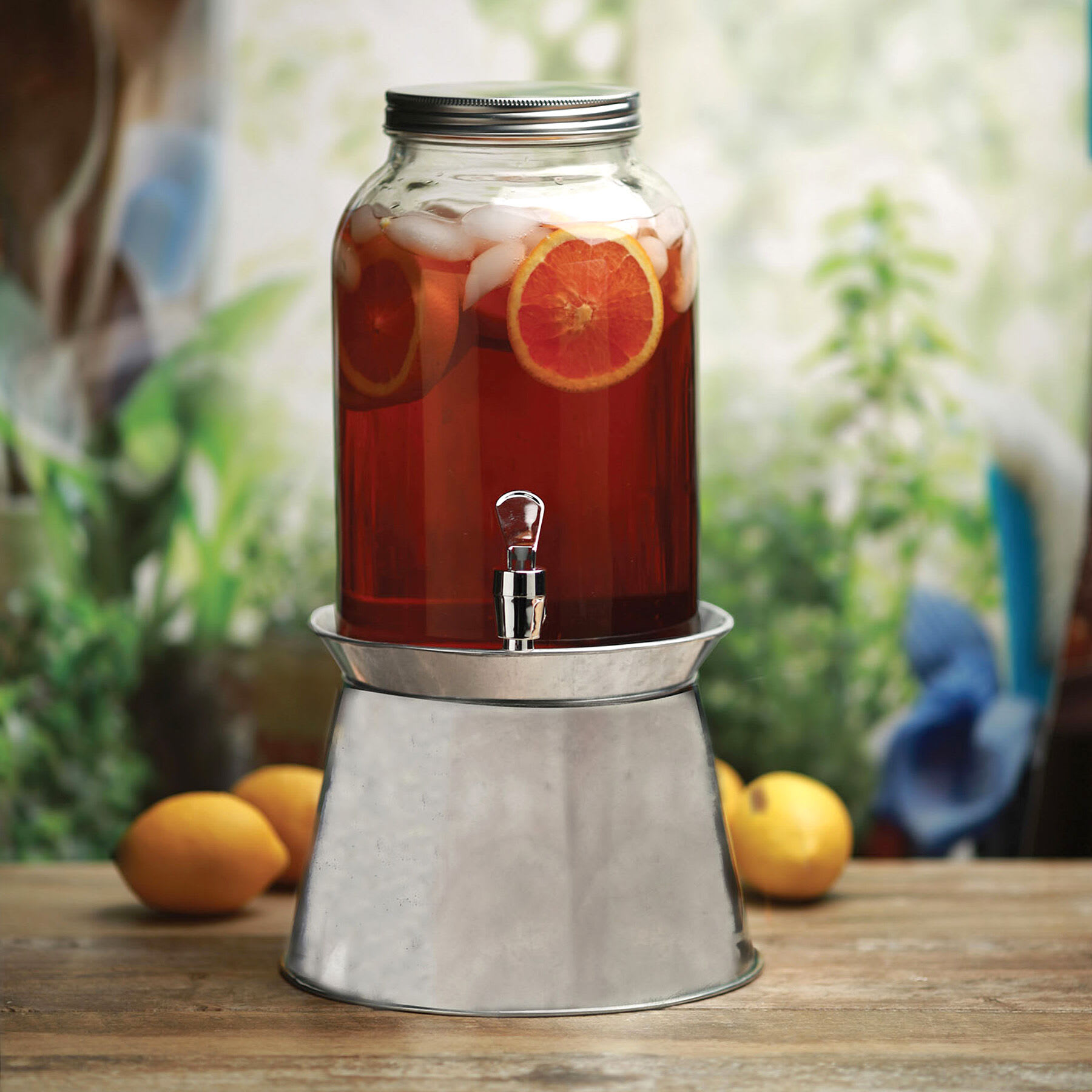 1-Gallon Beverage Dispenser on Galvanized Metal Base