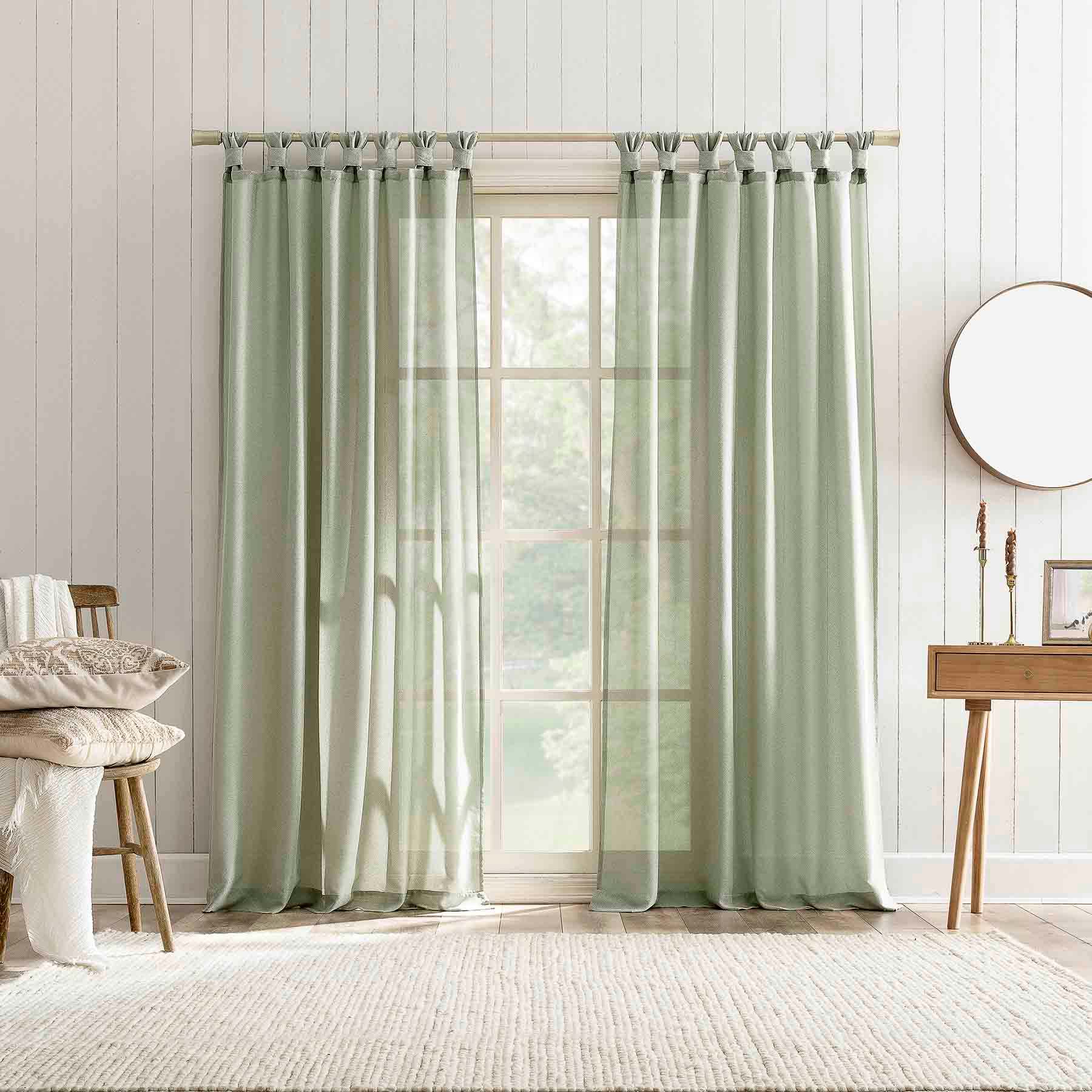 Harrison Sage Sheer Tab Loop Curtain Panel, 84"