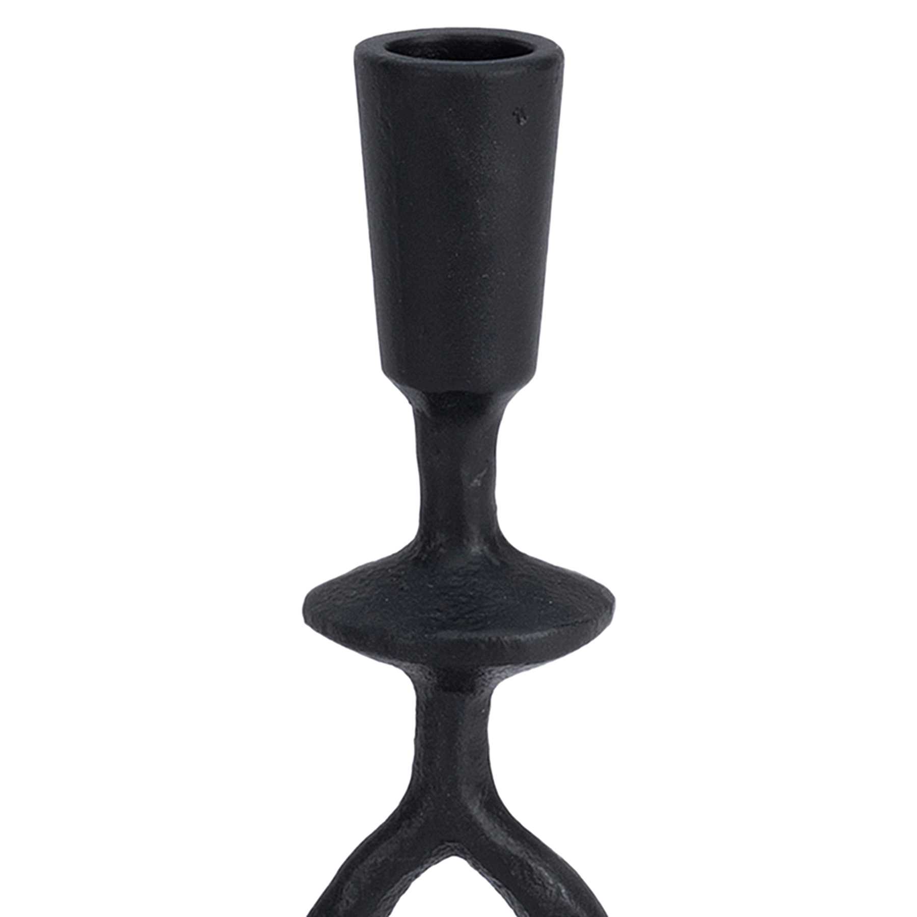 Found & Fable Black Patterned Stem Metal Taper Candle Holder, 10"