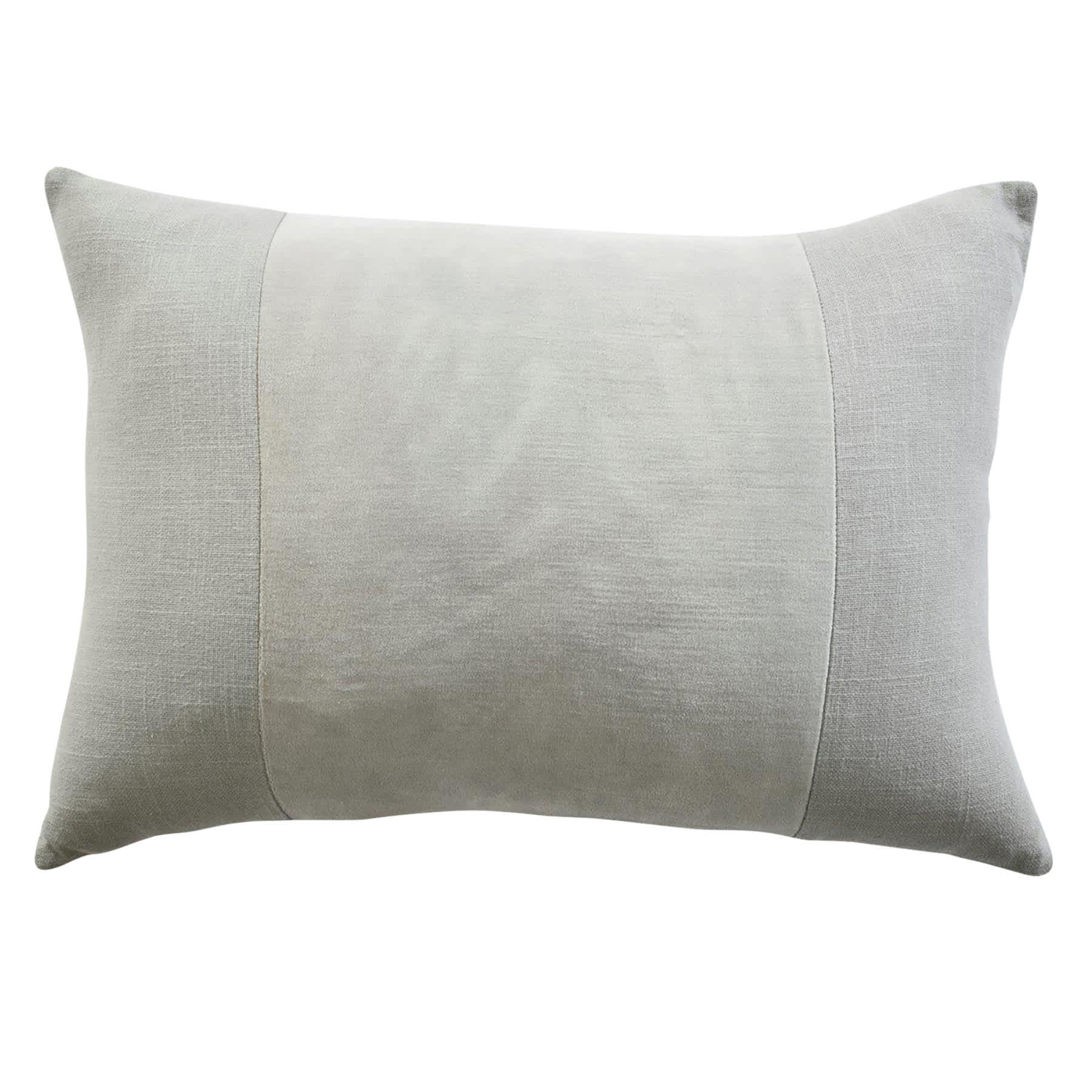 Crosby St. Grey Cotton Slub & Velvet Throw Pillow, 14x20