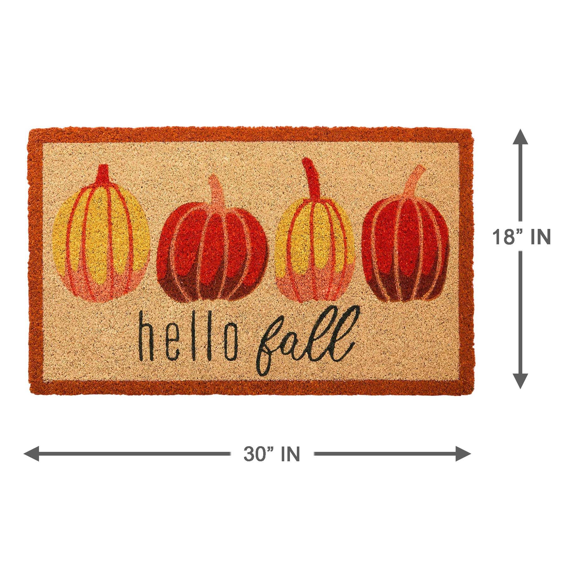 Homespun Harvest Hello Fall Pumpkin Coir Mat, 18x30