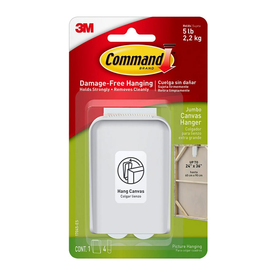 Command? Jumbo Canvas Hanger, 1-Hook, 4-Large Strips/Pack