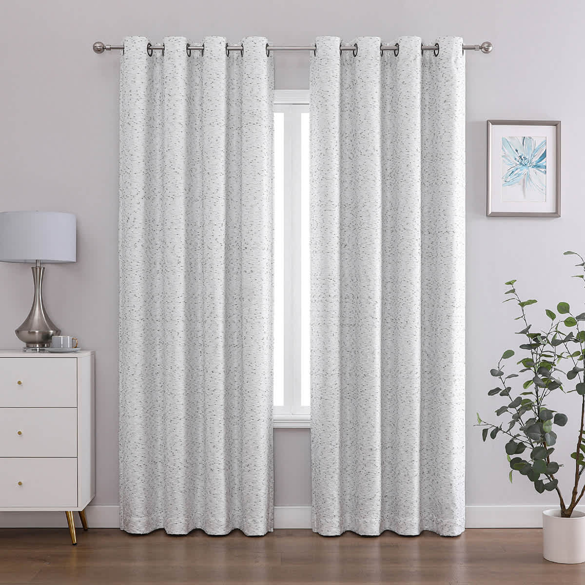 San Marco Grey Blackout Grommet Curtain Panel, 84"