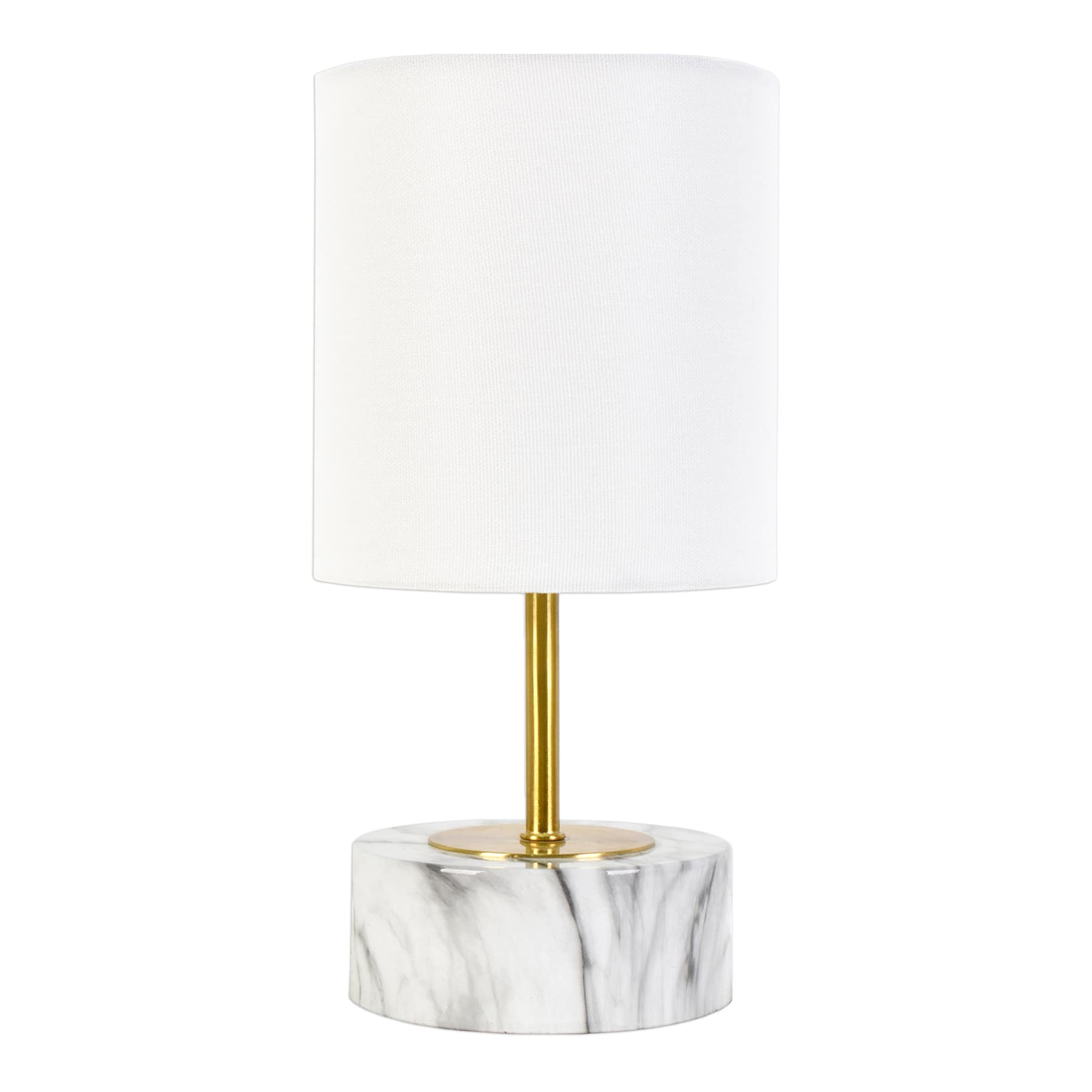 Crosby St. White Marble Mini Table Lamp with Shade, 12"