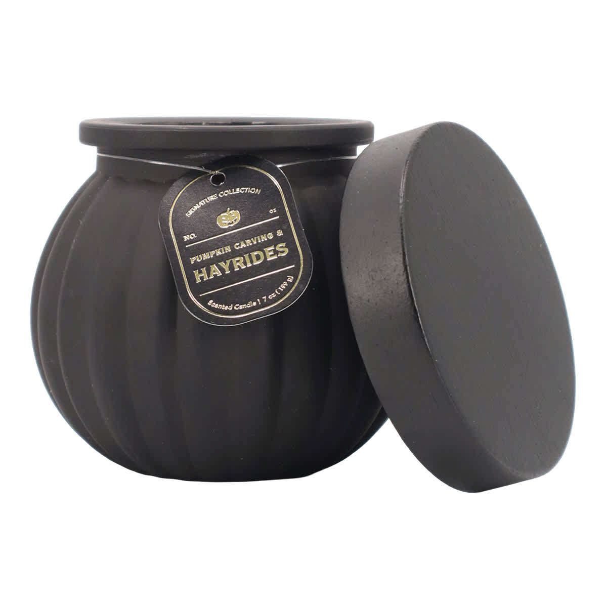 Pumpkin Carving & Hayrides Scented Black Pumpkin Jar Candle, 7oz
