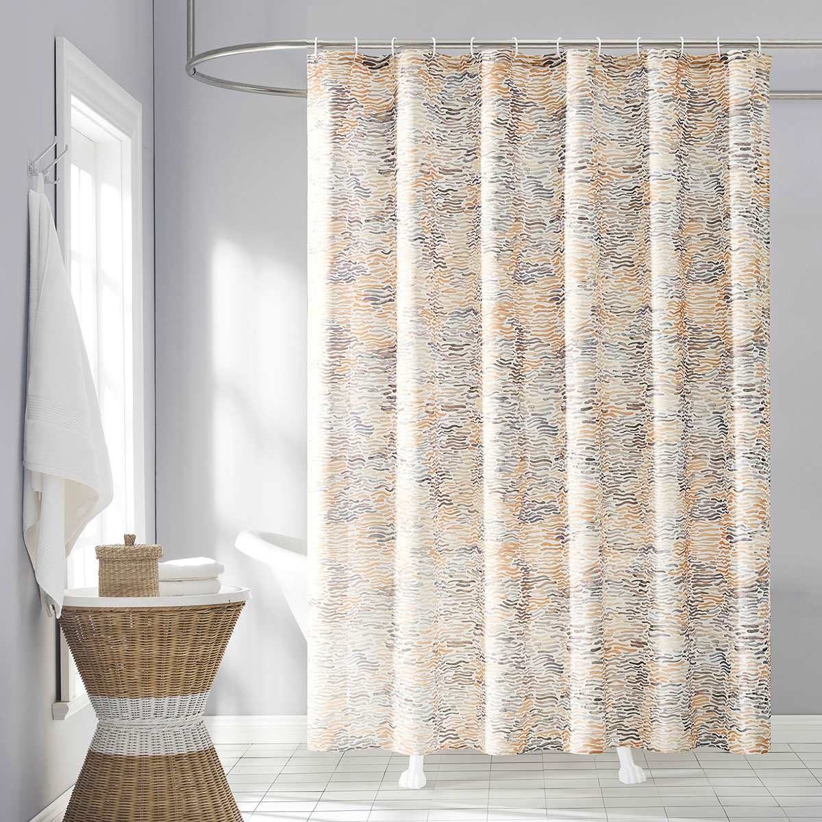 13-Piece Taupe Gila Shower Curtain Set, 72"