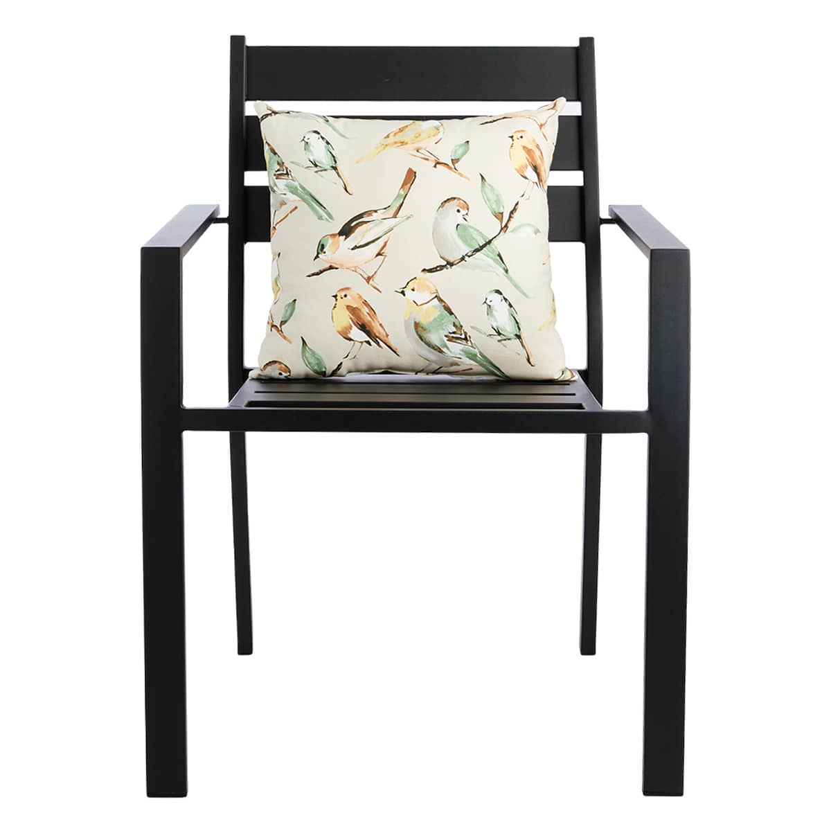 Honeybloom Taupe Birds Square Outdoor Throw Pillow, 16"