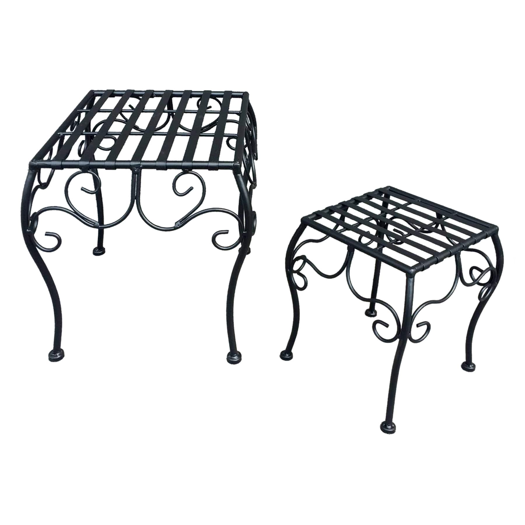 Square Black Metal Plant Stand, Large