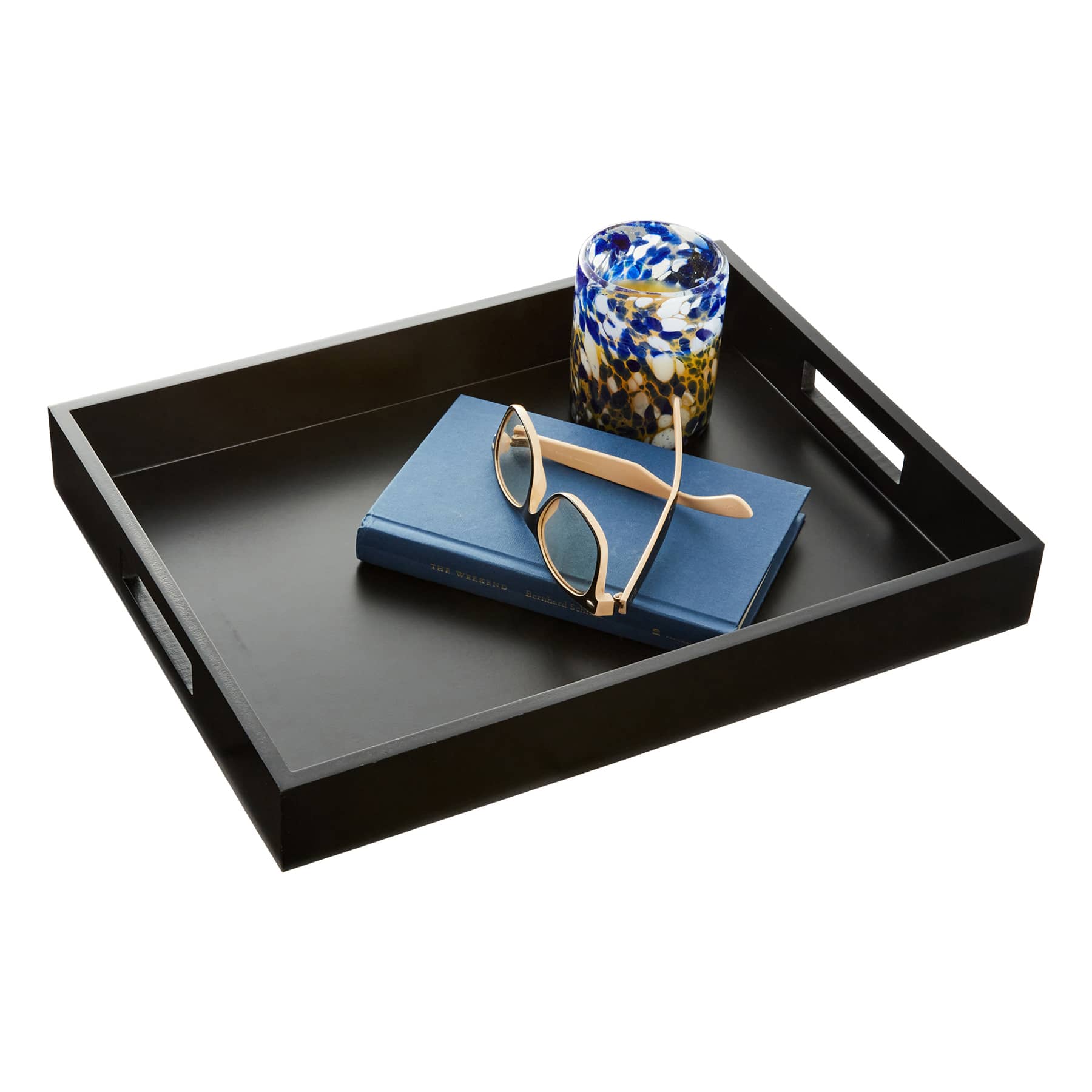 Black Wooden Decorative Tray, 16x12