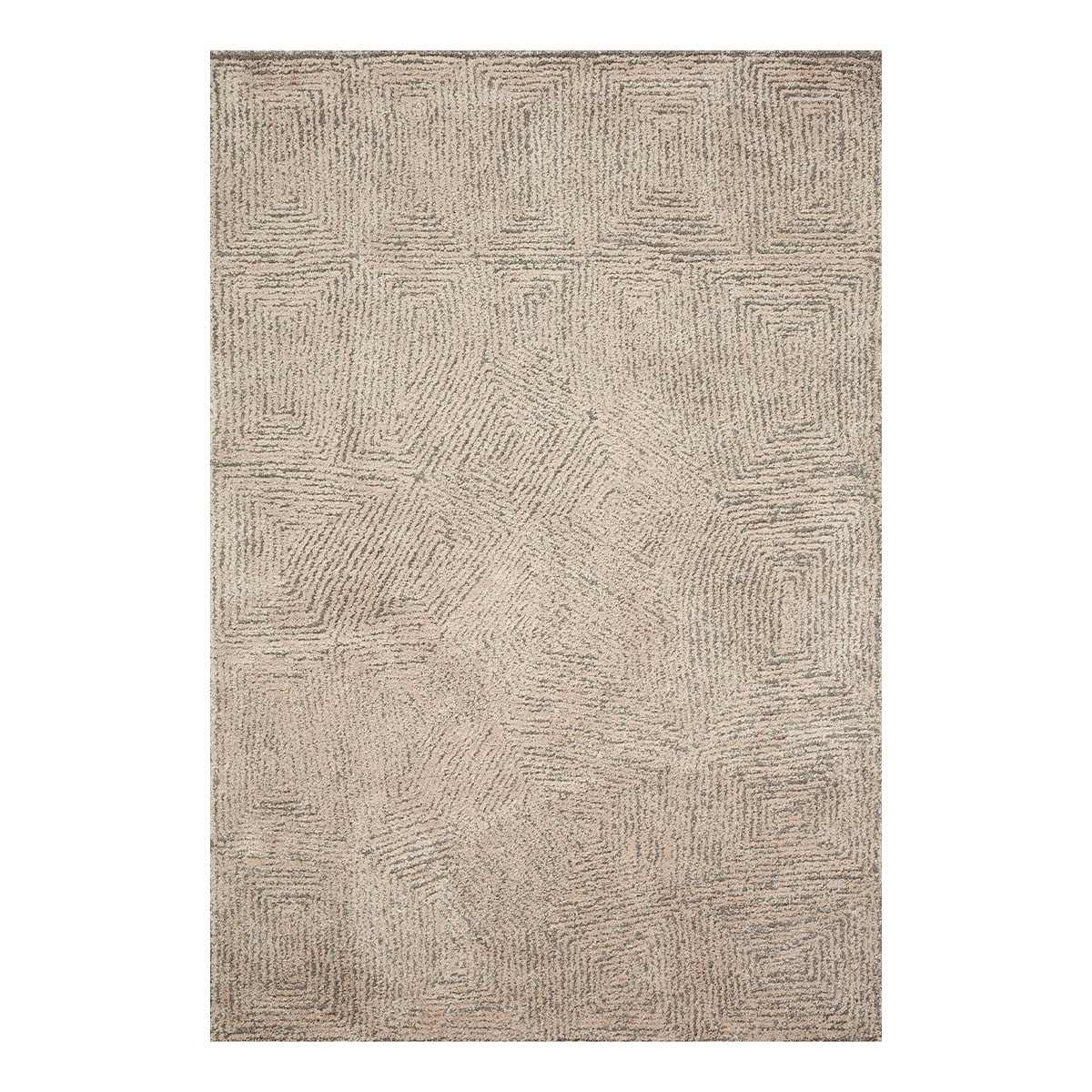 (B886) Boulder Tan & Brown Geometric Area Rug, 8x10