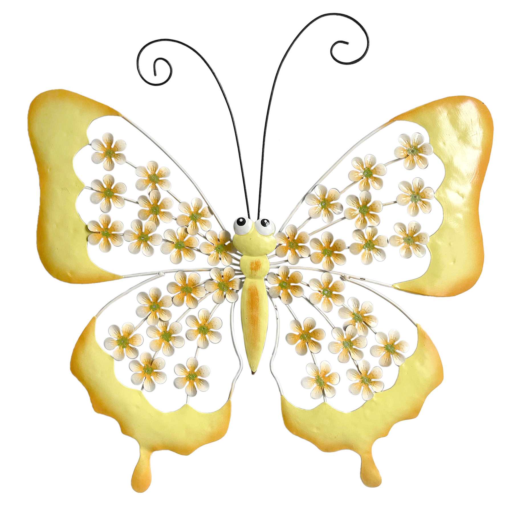 Yellow Metal Butterfly Outdoor Wall Decor, 17.7"