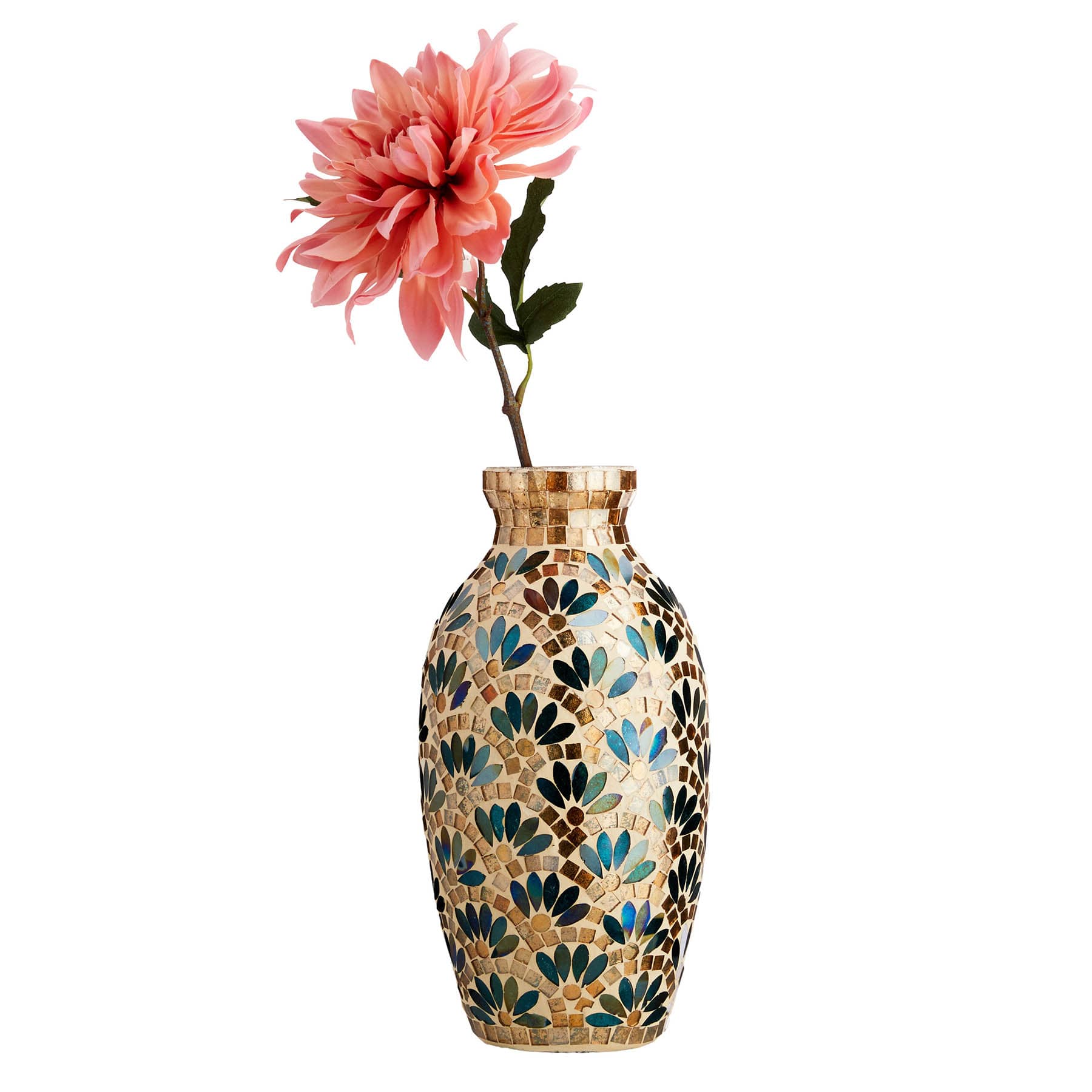 Tracey Boyd Green Fan Mosaic Vase, 12"
