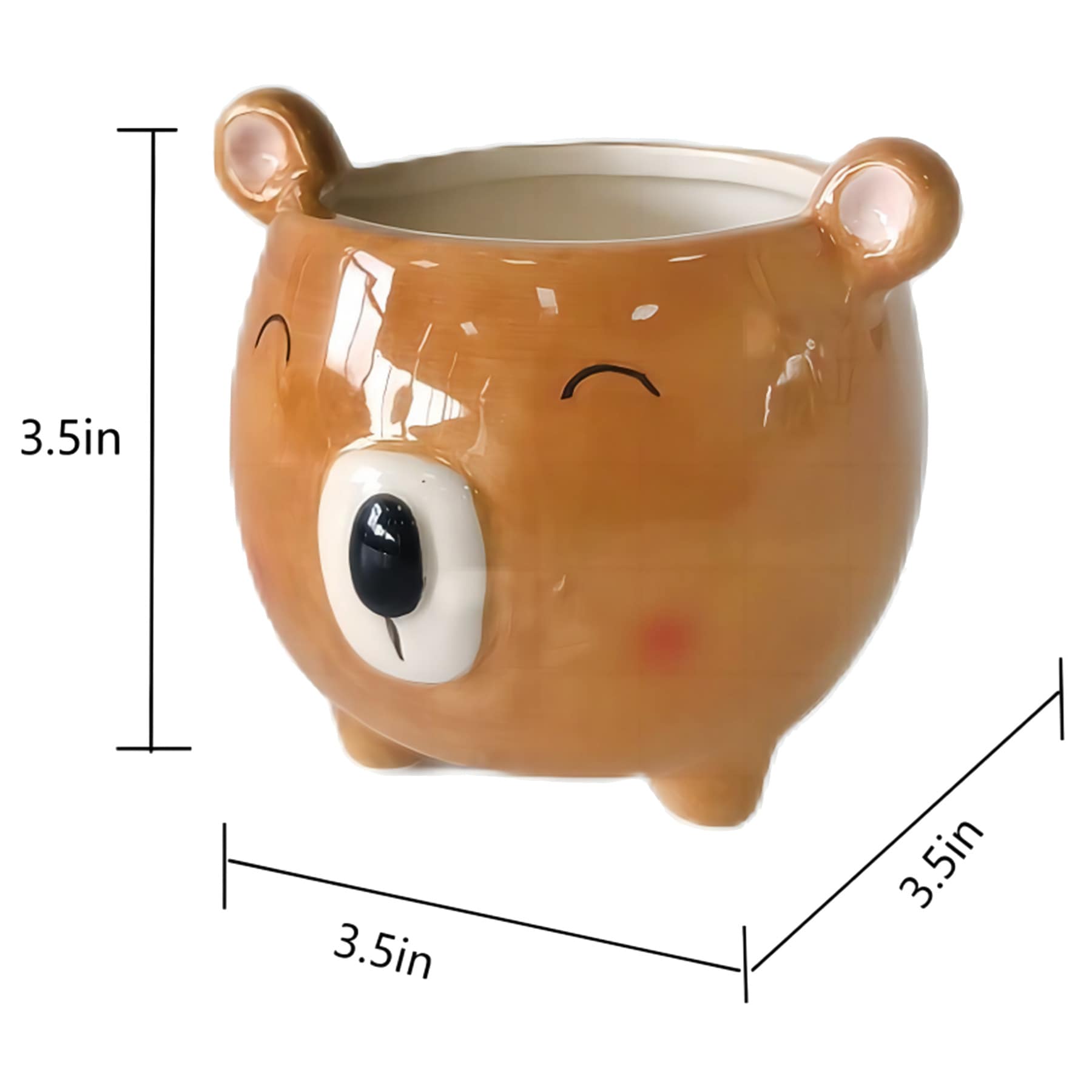 Indoor Brown Bear Ceramic Planter, 3"