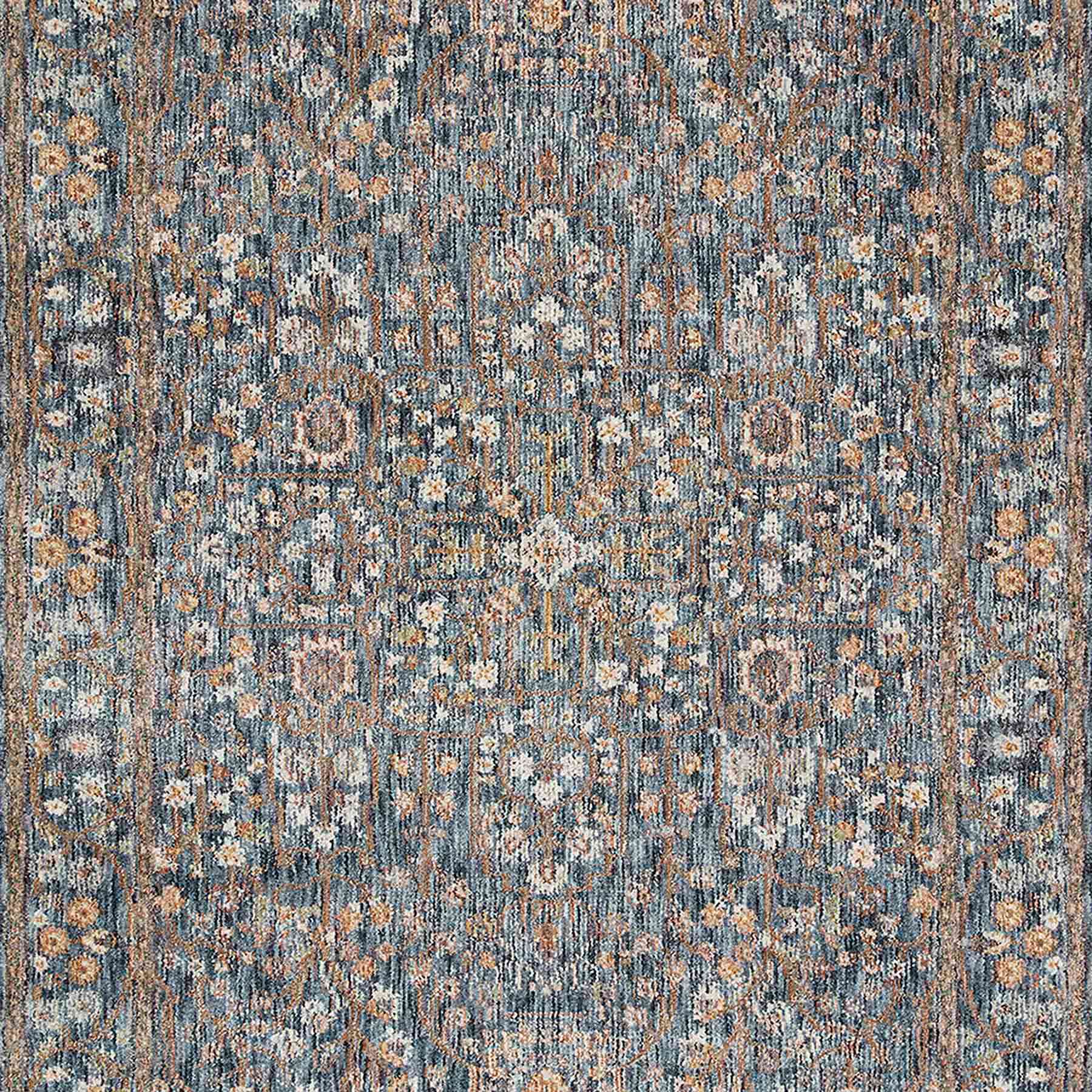 (A495) Honeybloom Ballard Blue Floral Medallion Accent Rug, 3x5