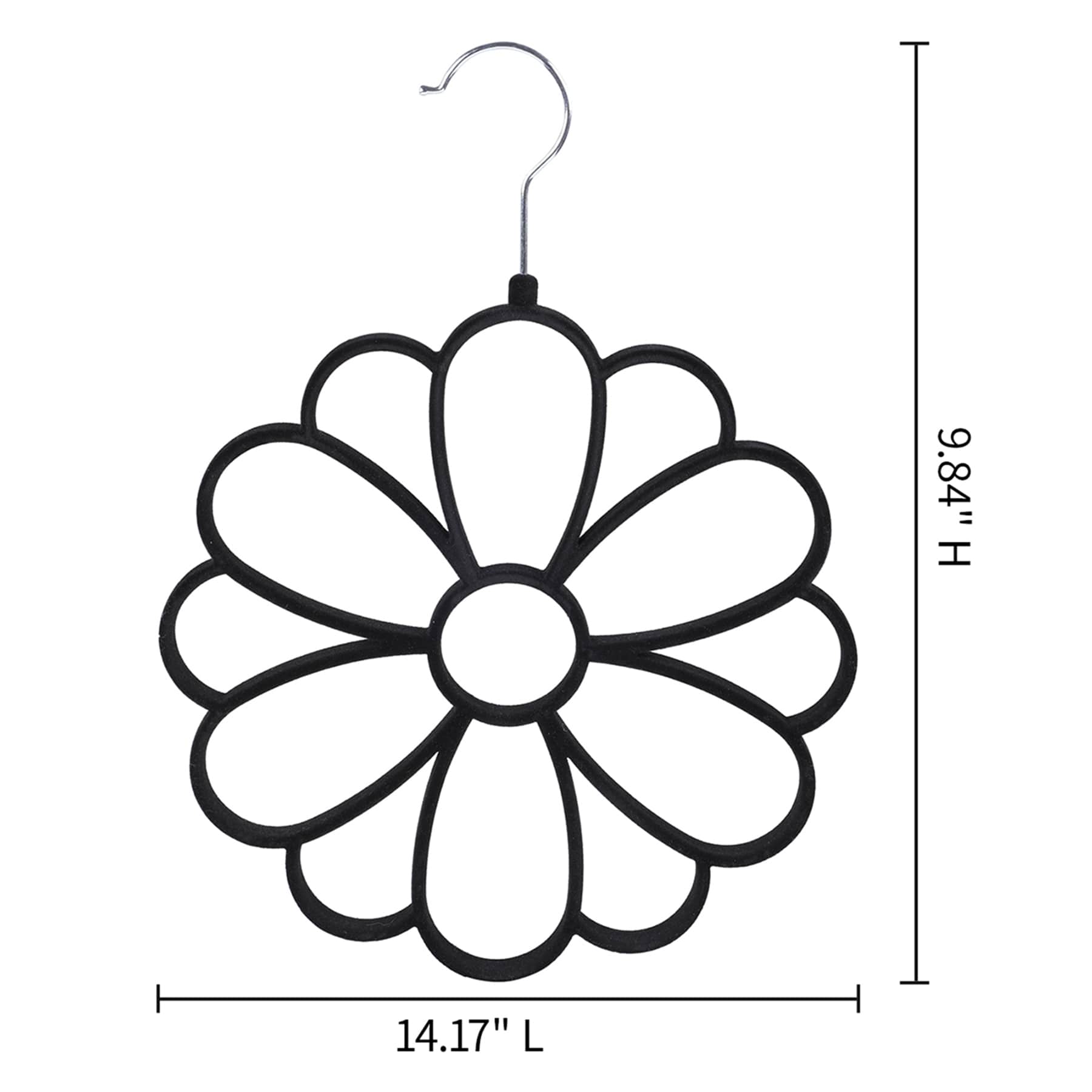 Flower Velvet Scarf Hanger, Black