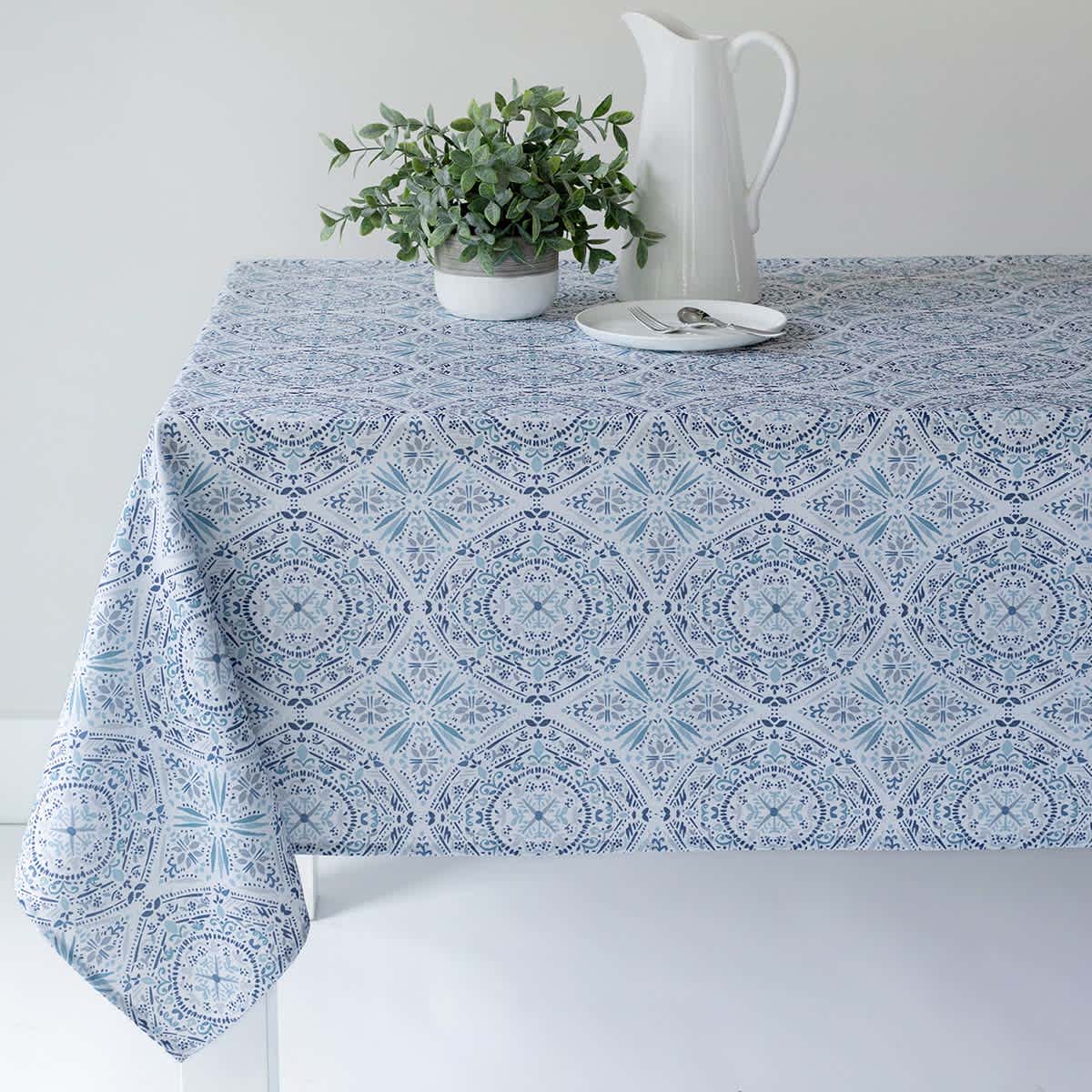 Cameo Blue Morocco Tablecloth, 60x84