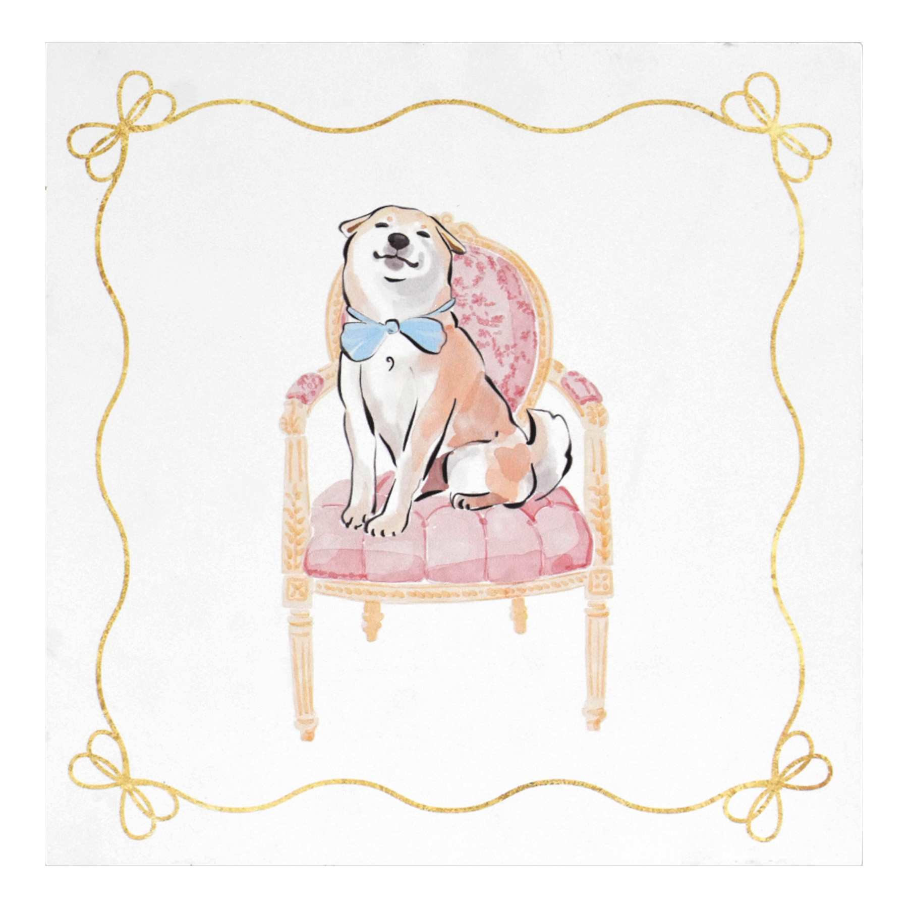 Cute Shiba on Chair Table Art, 8"