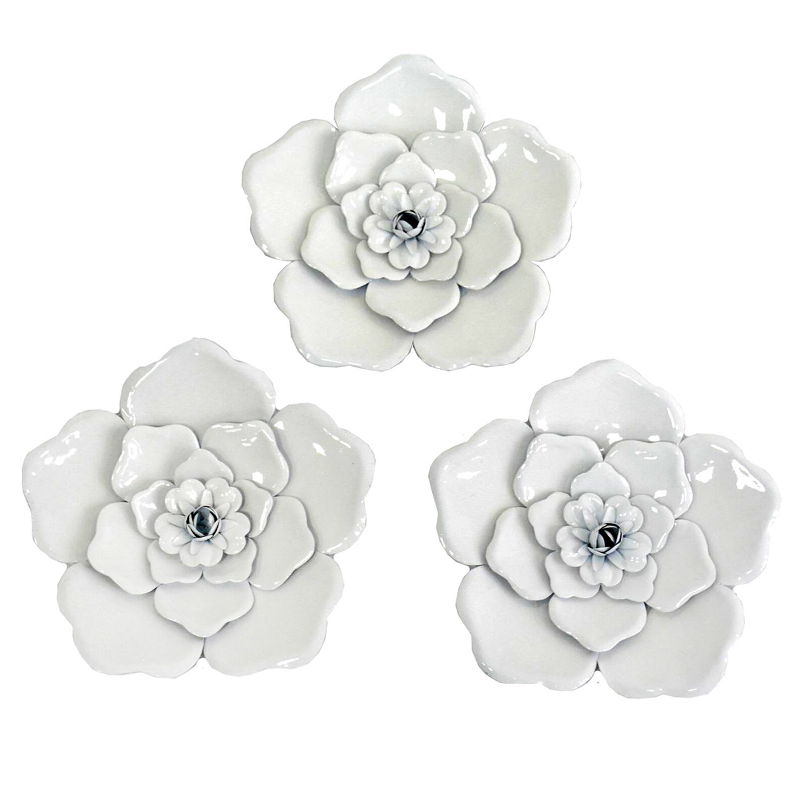 3-Piece Metal Flower Wall Art Set, 8"