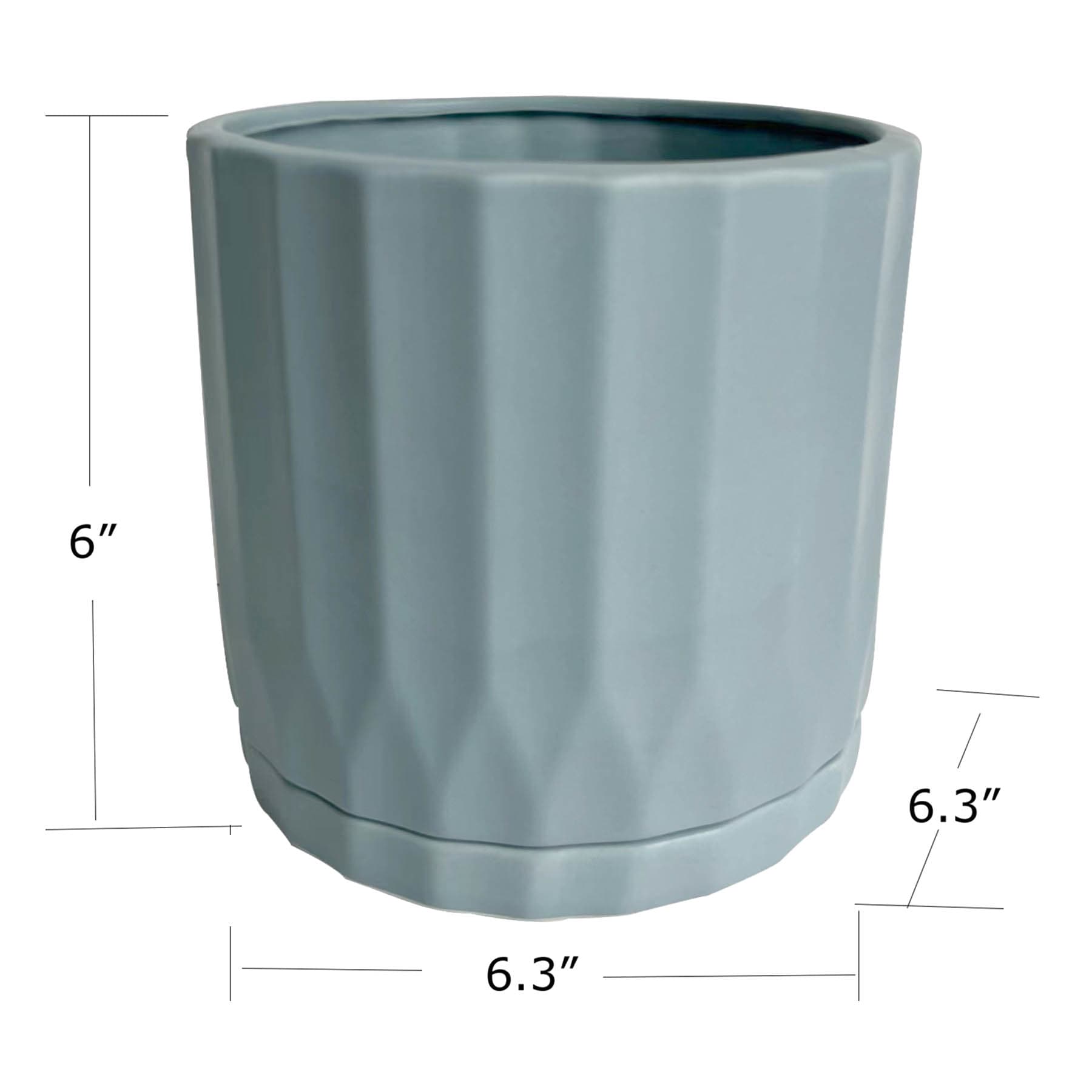 Indoor Blue Ribbed Planter, 6"