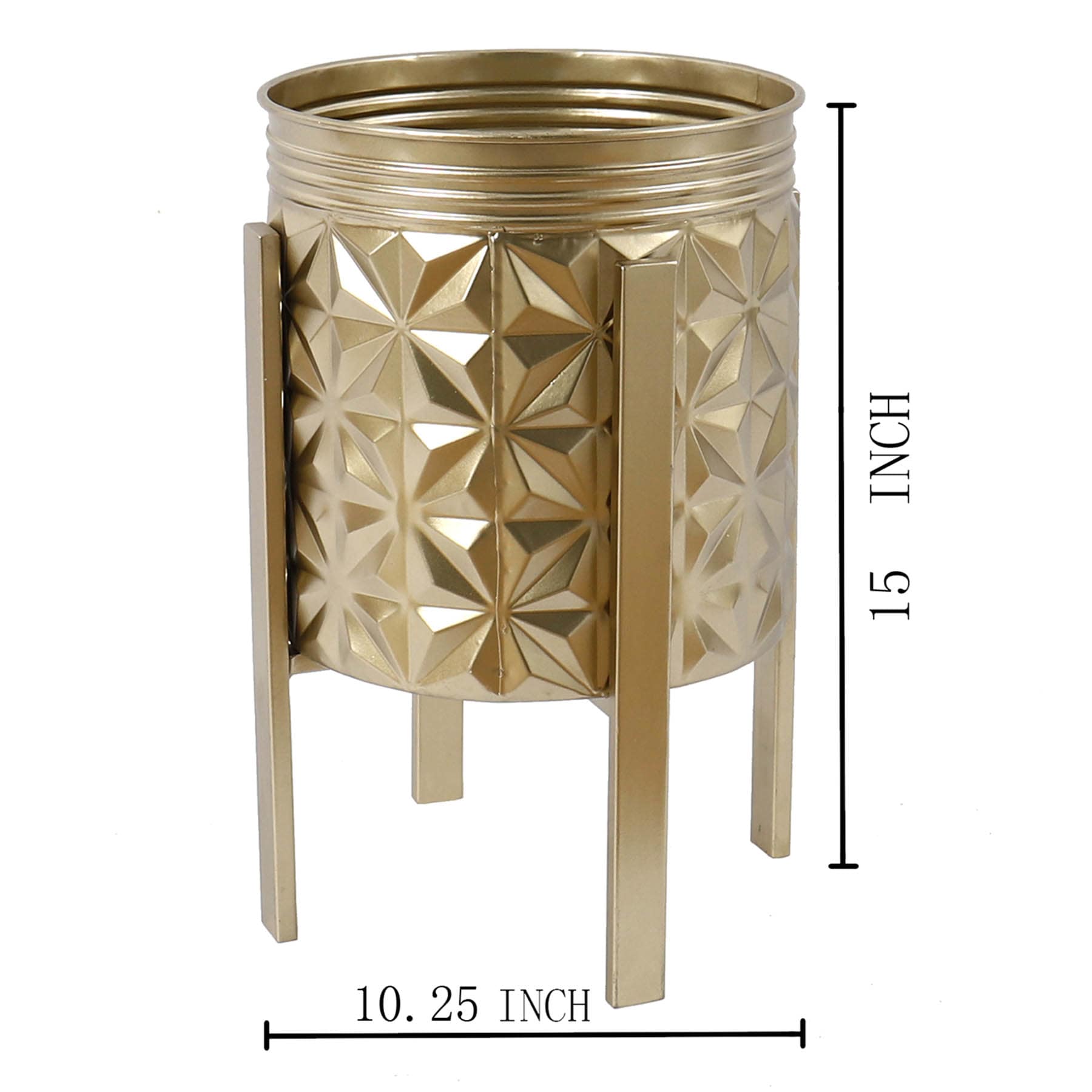 Gold Metal Planter with Stand, Small
