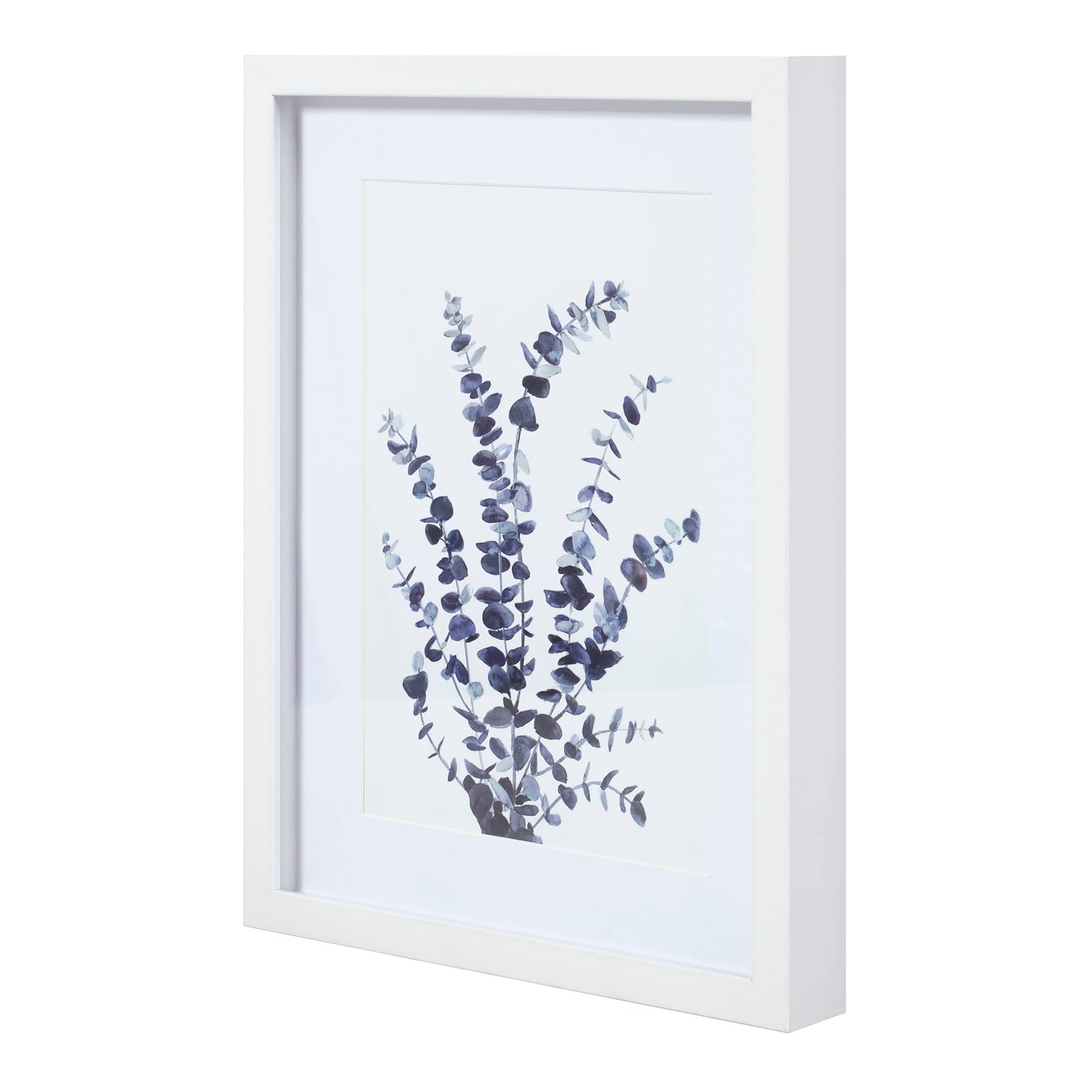 Honeybloom Glass Framed Blue Plant Print Wall Art, 11x14