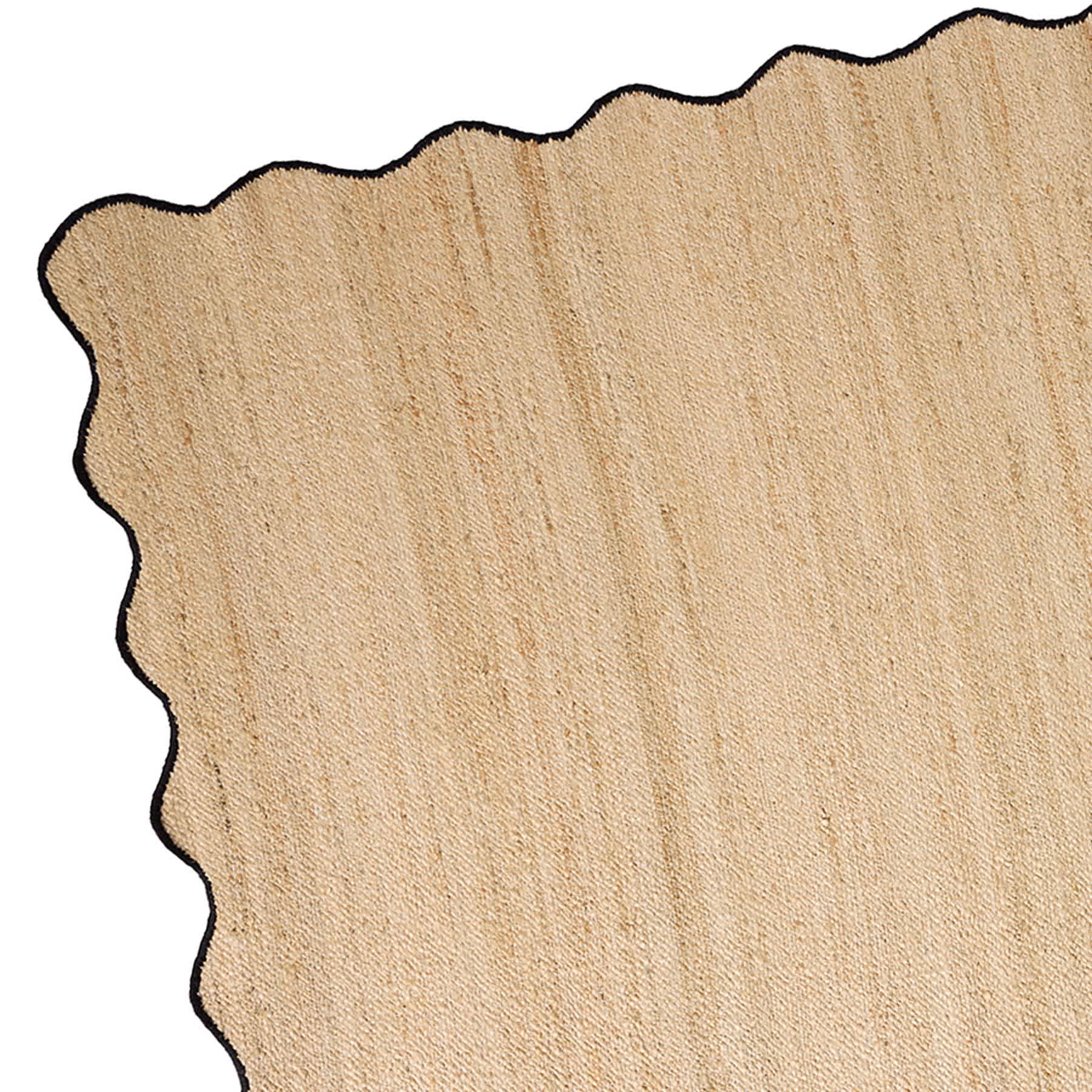 (B891) Juniper Jute with Scalloped Black Trim Area Rug, 5x7