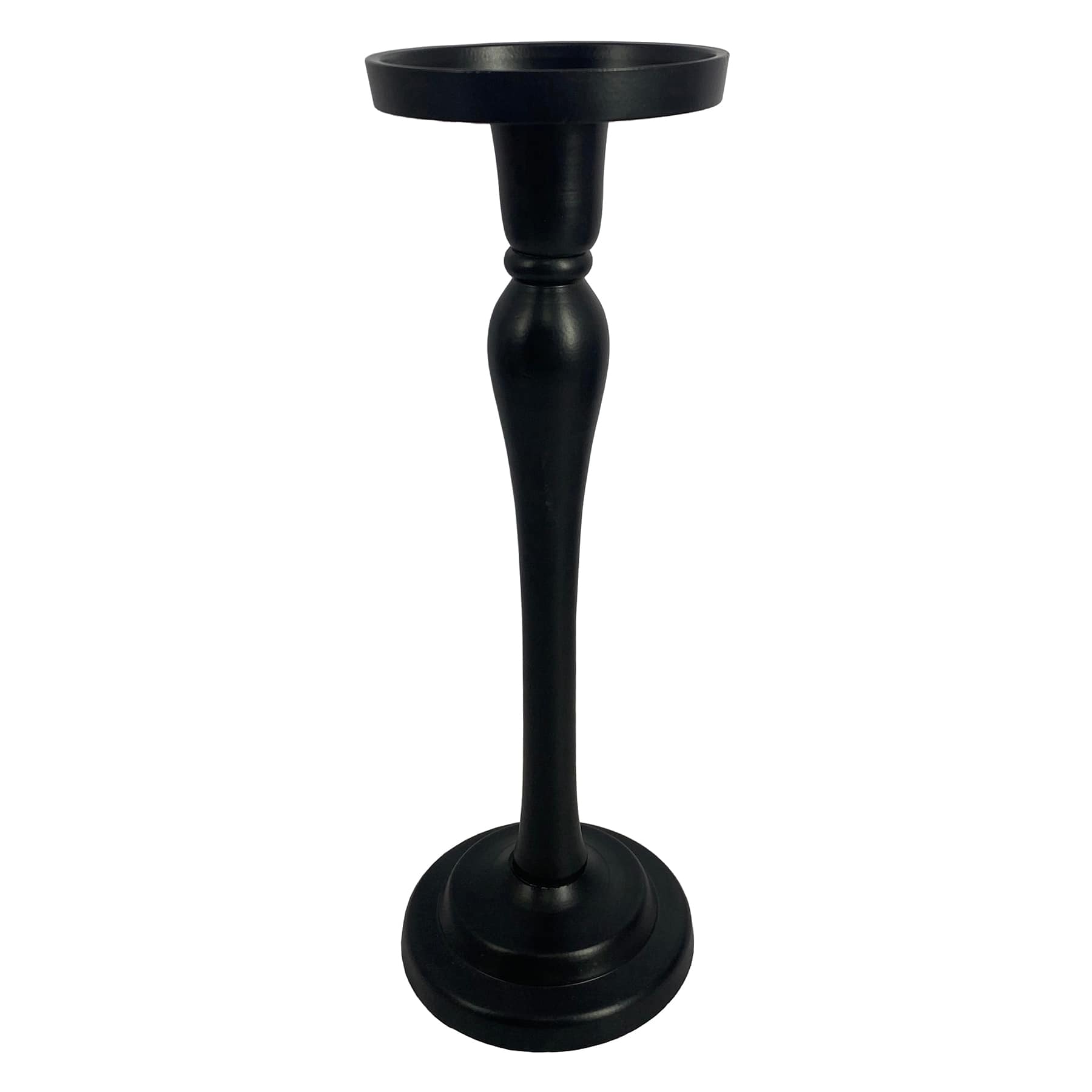 Black Pillar Candle Holder, 12.2"