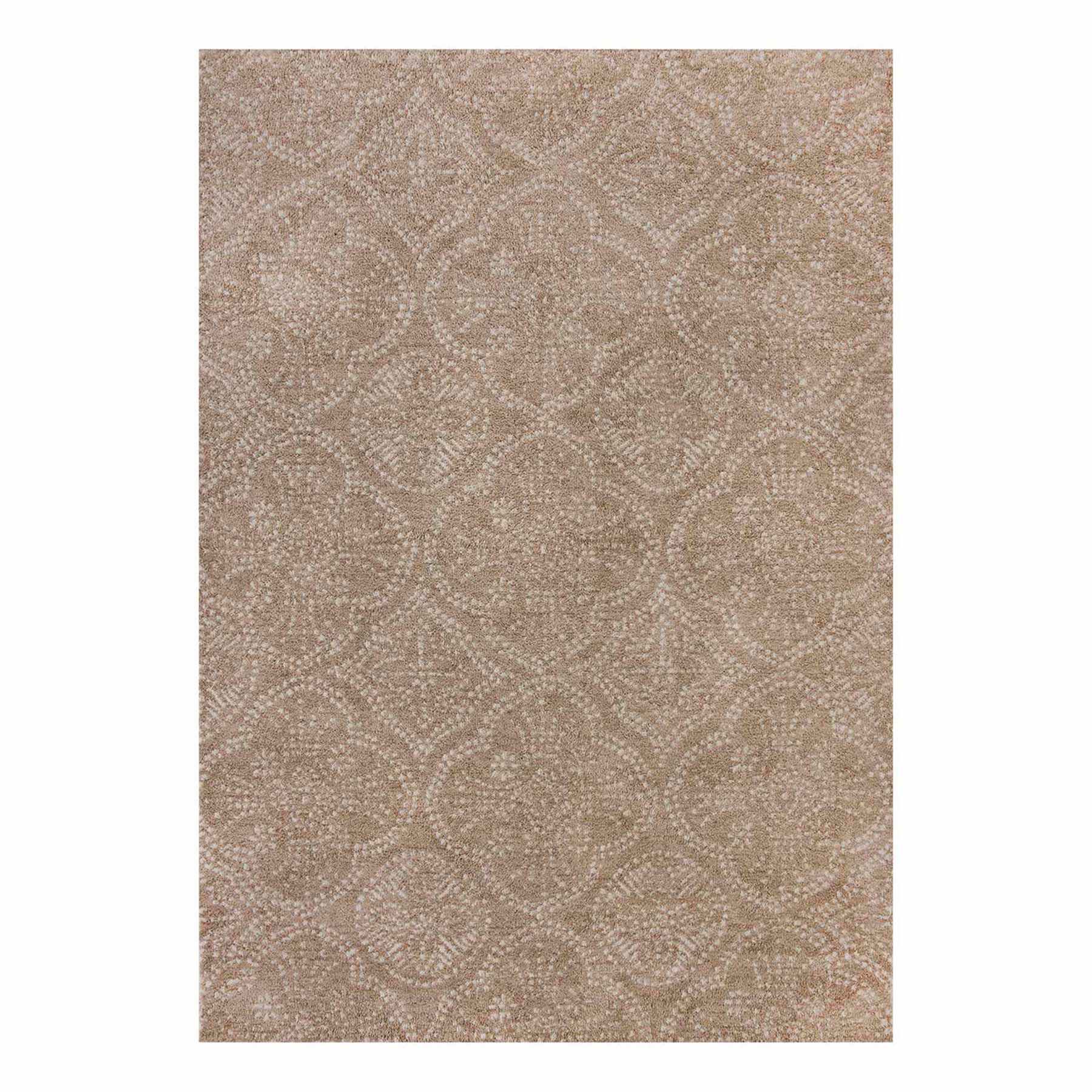 (C202) Hayne Neutral Floral Shag Area Rug, 5x7