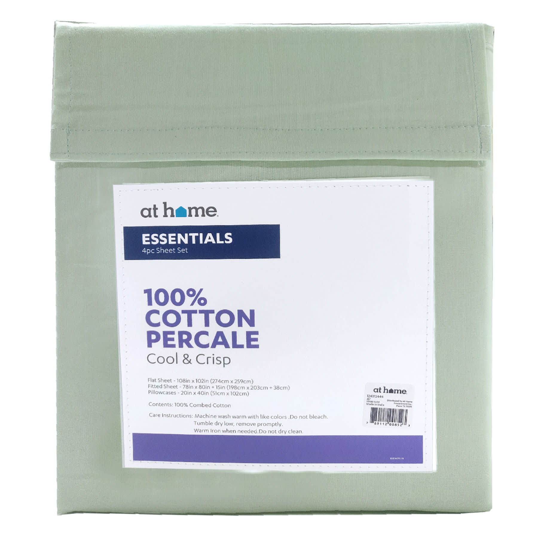 4-Piece Green 200 Thread Count Essentials Sheet Set, King