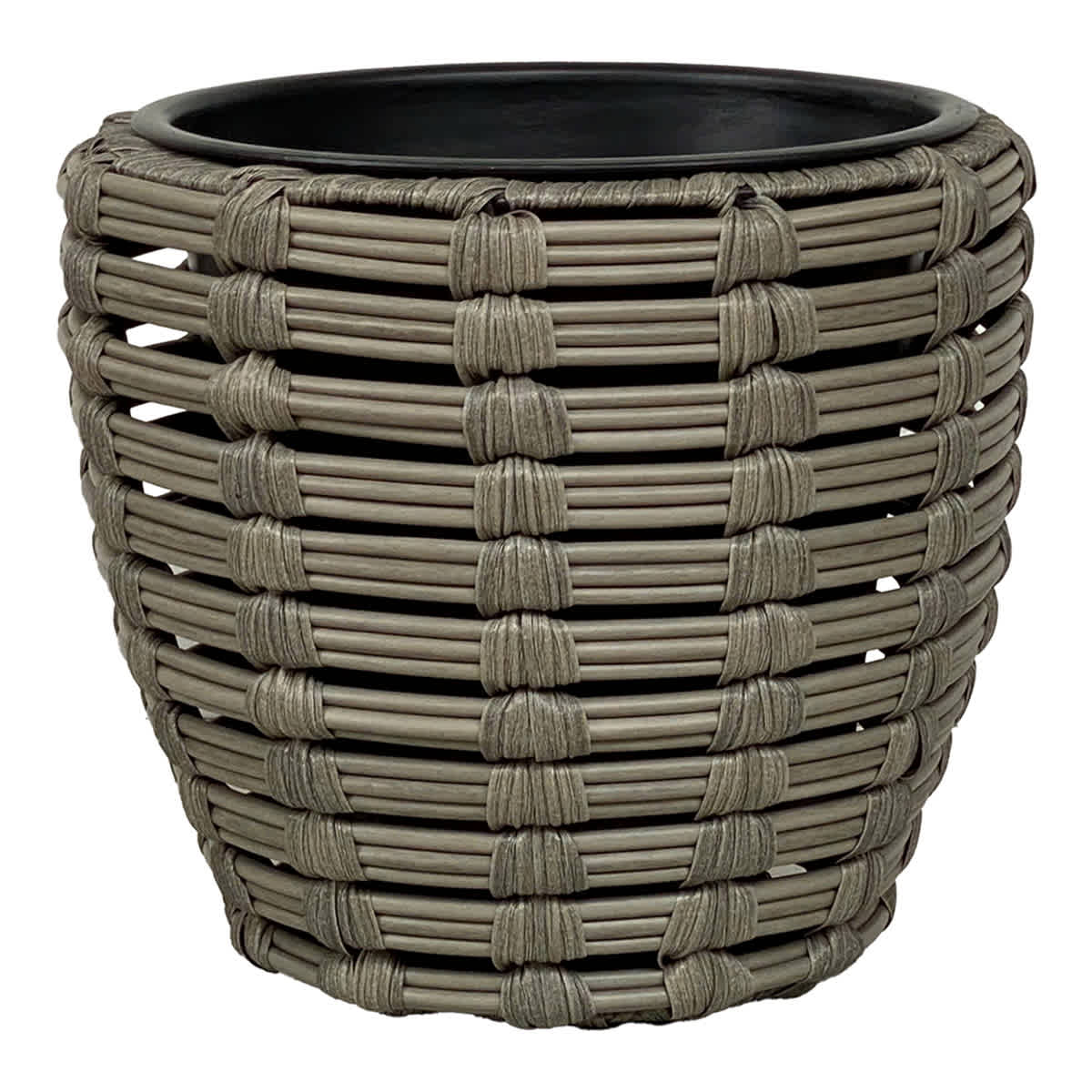 Grey Poly Rattan Outdoor Planter, Medium