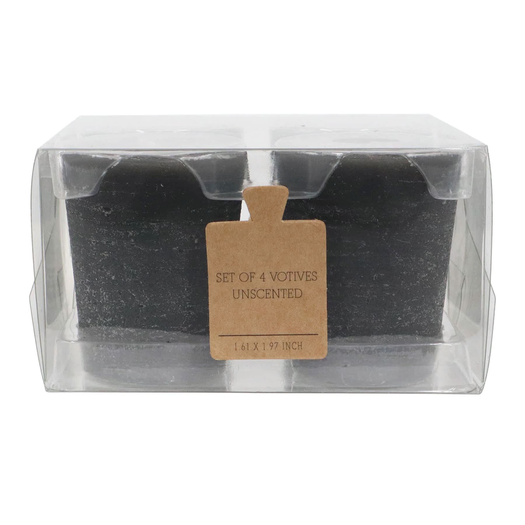 Honeybloom 4-Pack Unscented Votive Candles, Black