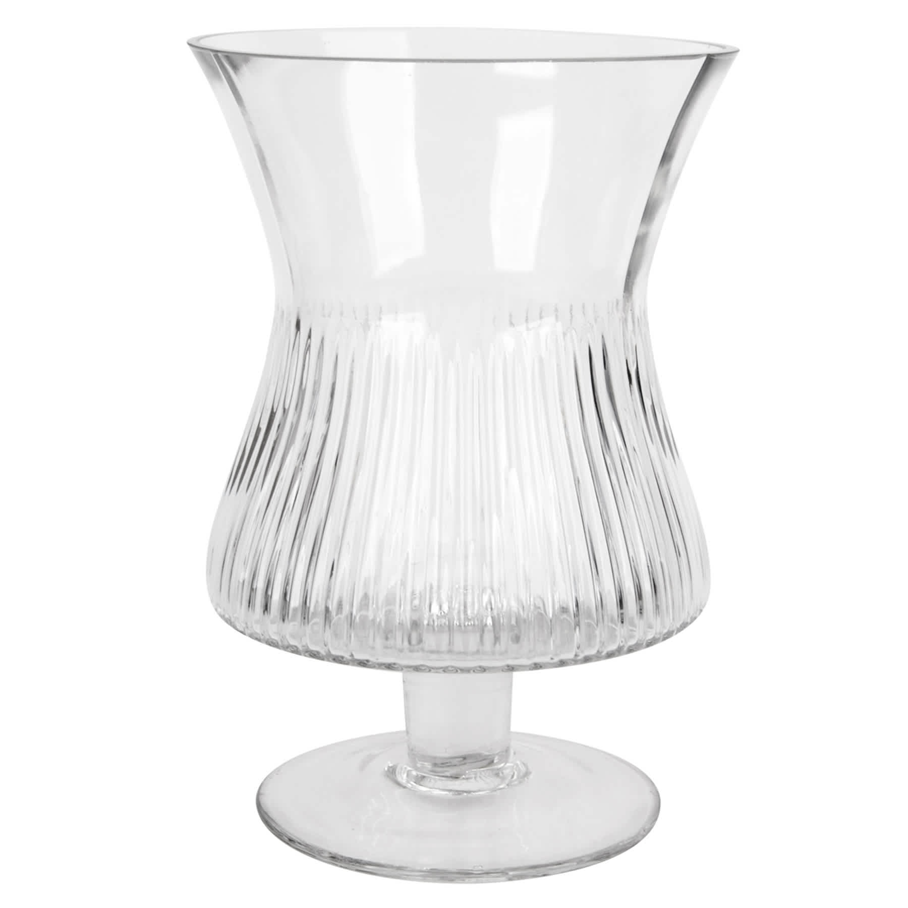 Providence Ribbed Clear Glass Vase, 9"
