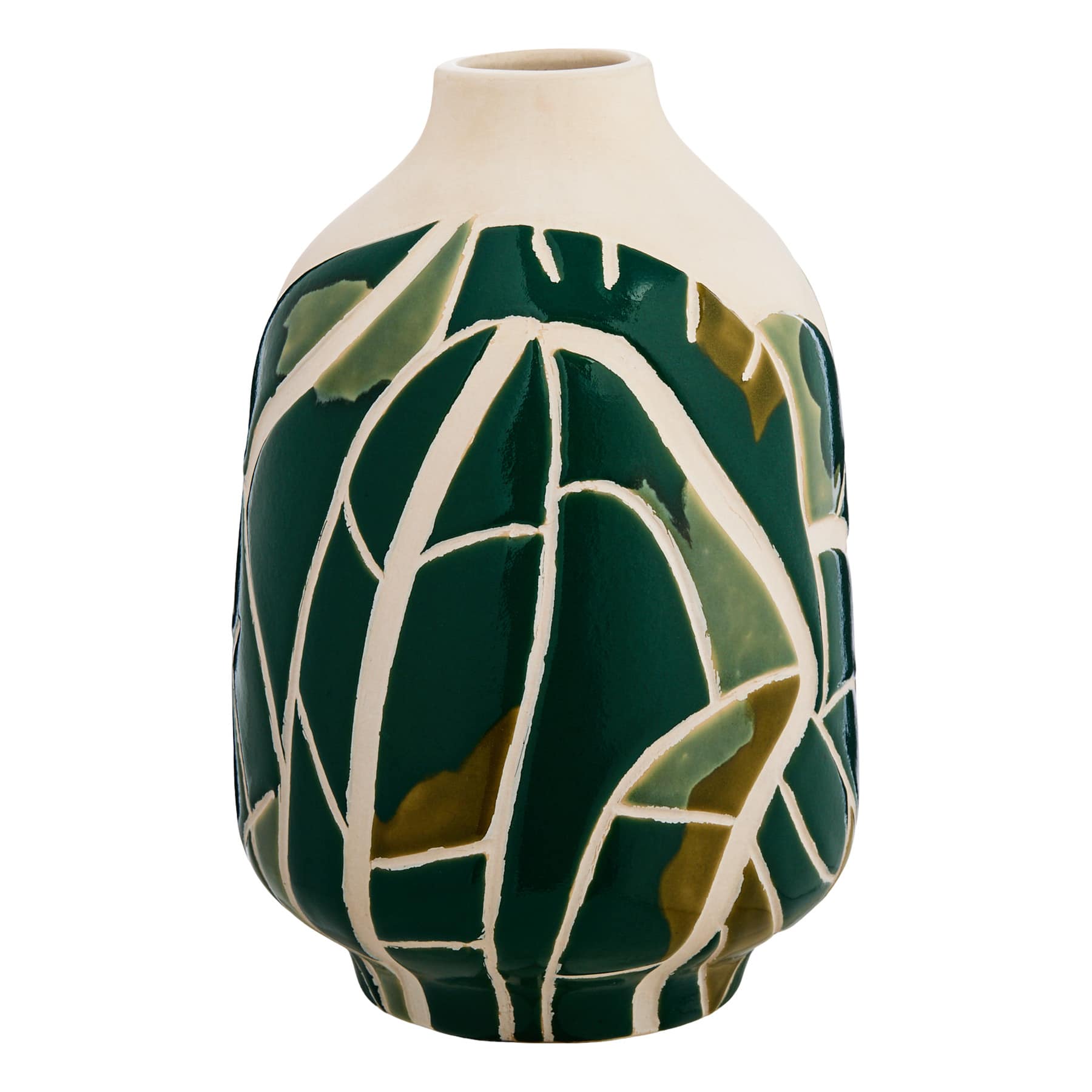 Found & Fable Green Palm Vase, 9"