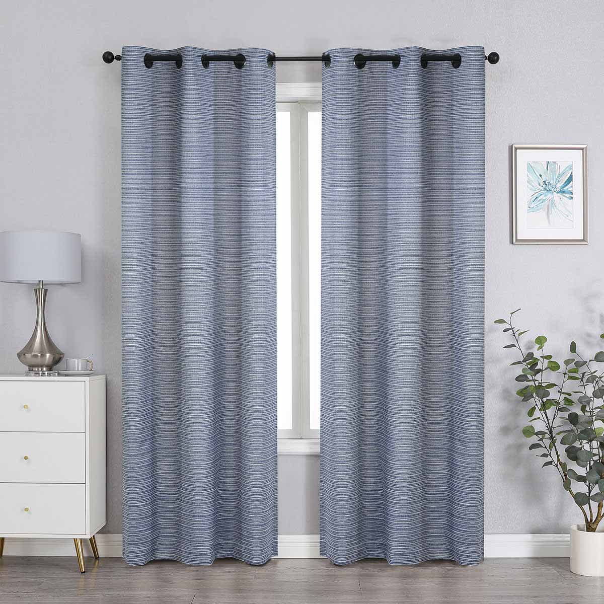 2-Pack Navy Blue Magnetic Closure Blackout Curtain Panels, 63"