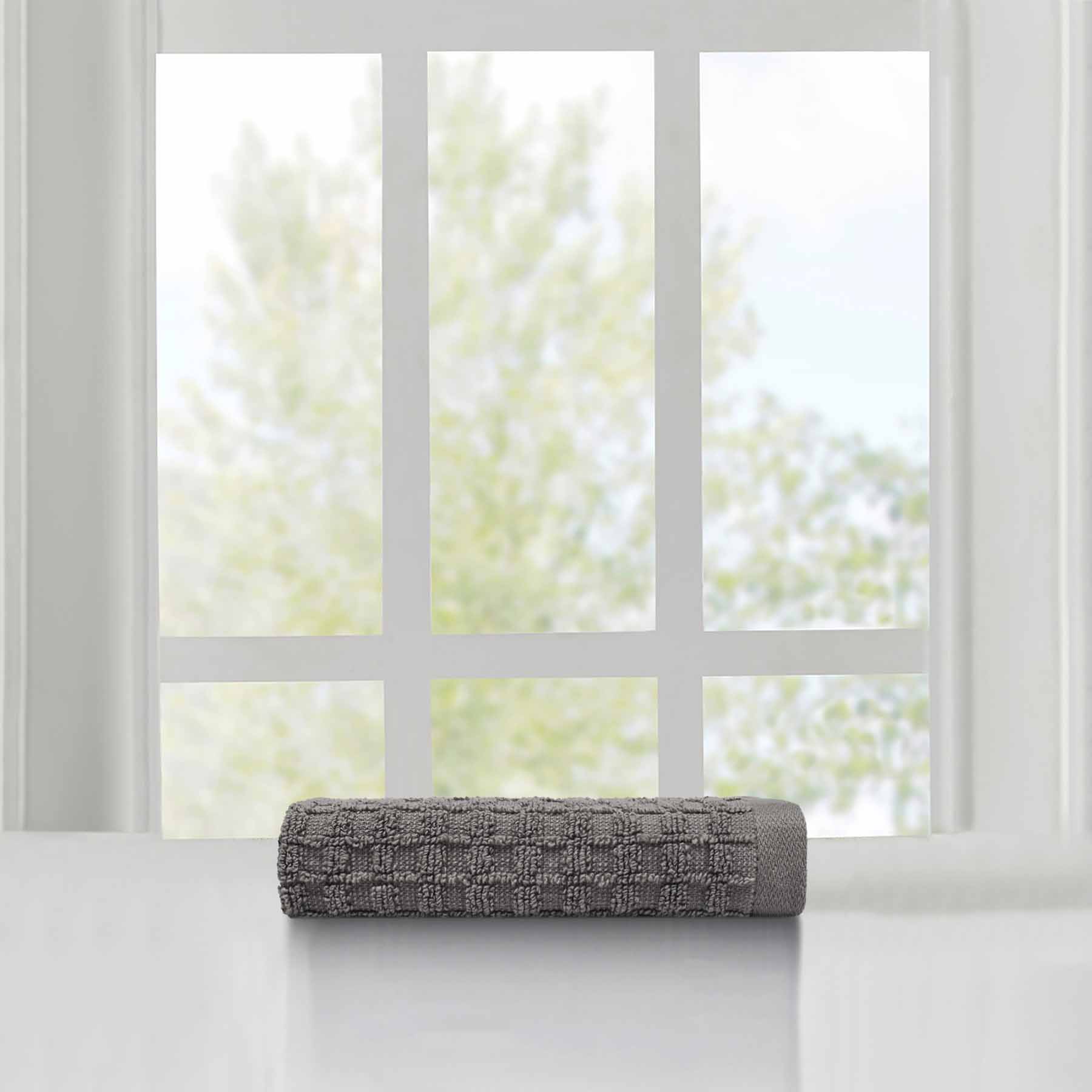 Crosby St. Dark Grey Terry Waffle Cotton Washcloth, 13"