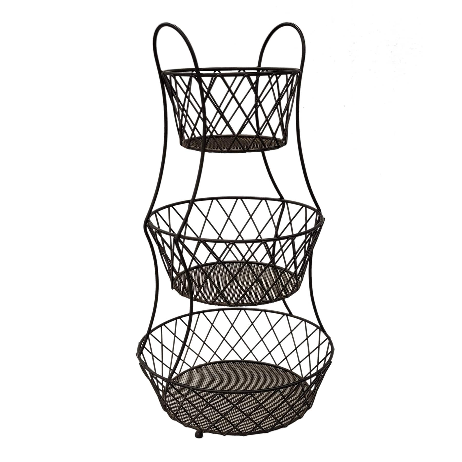 3-Tier Bronze Wire Fruit Basket