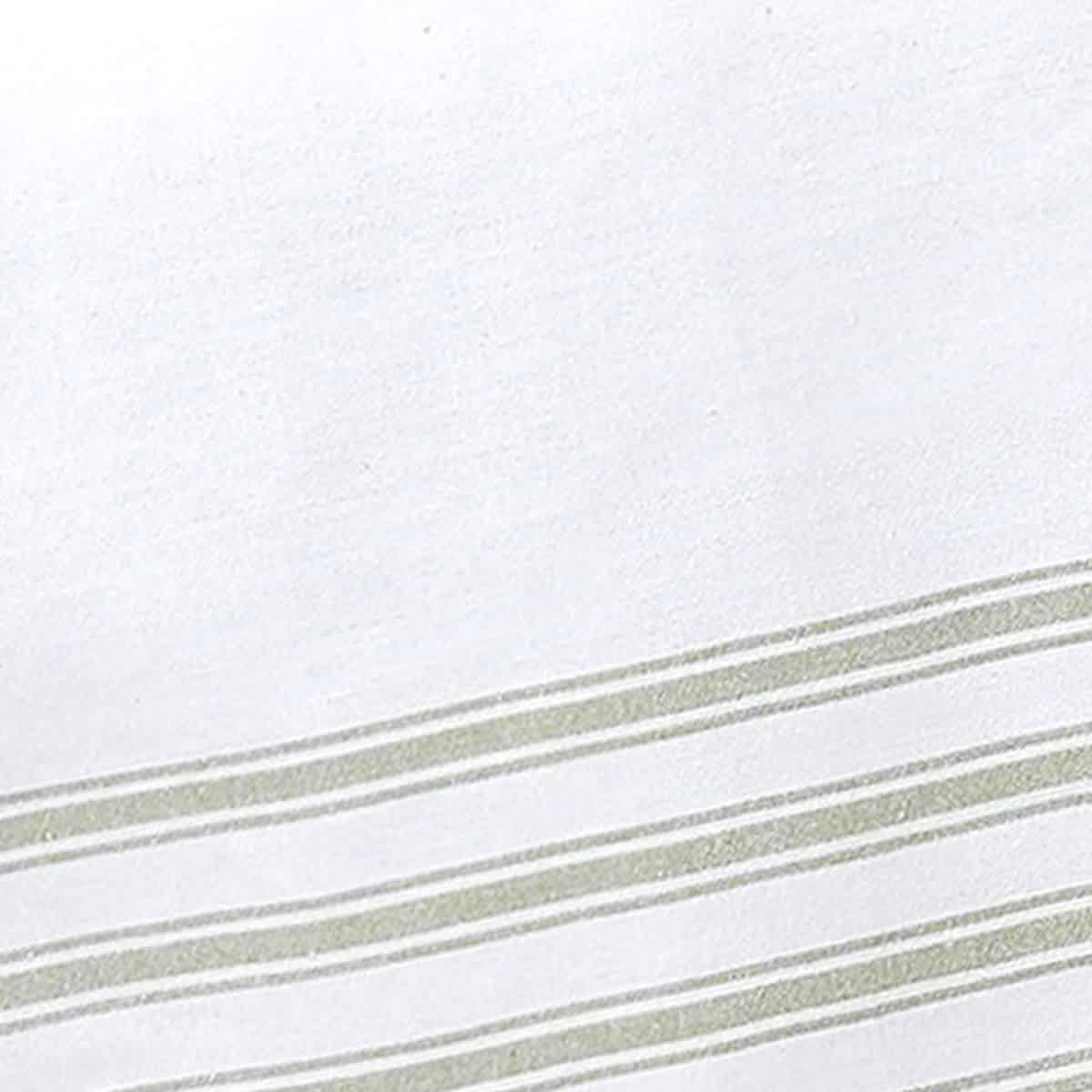 White with Sage Striped Border Tablecloth, 60x84